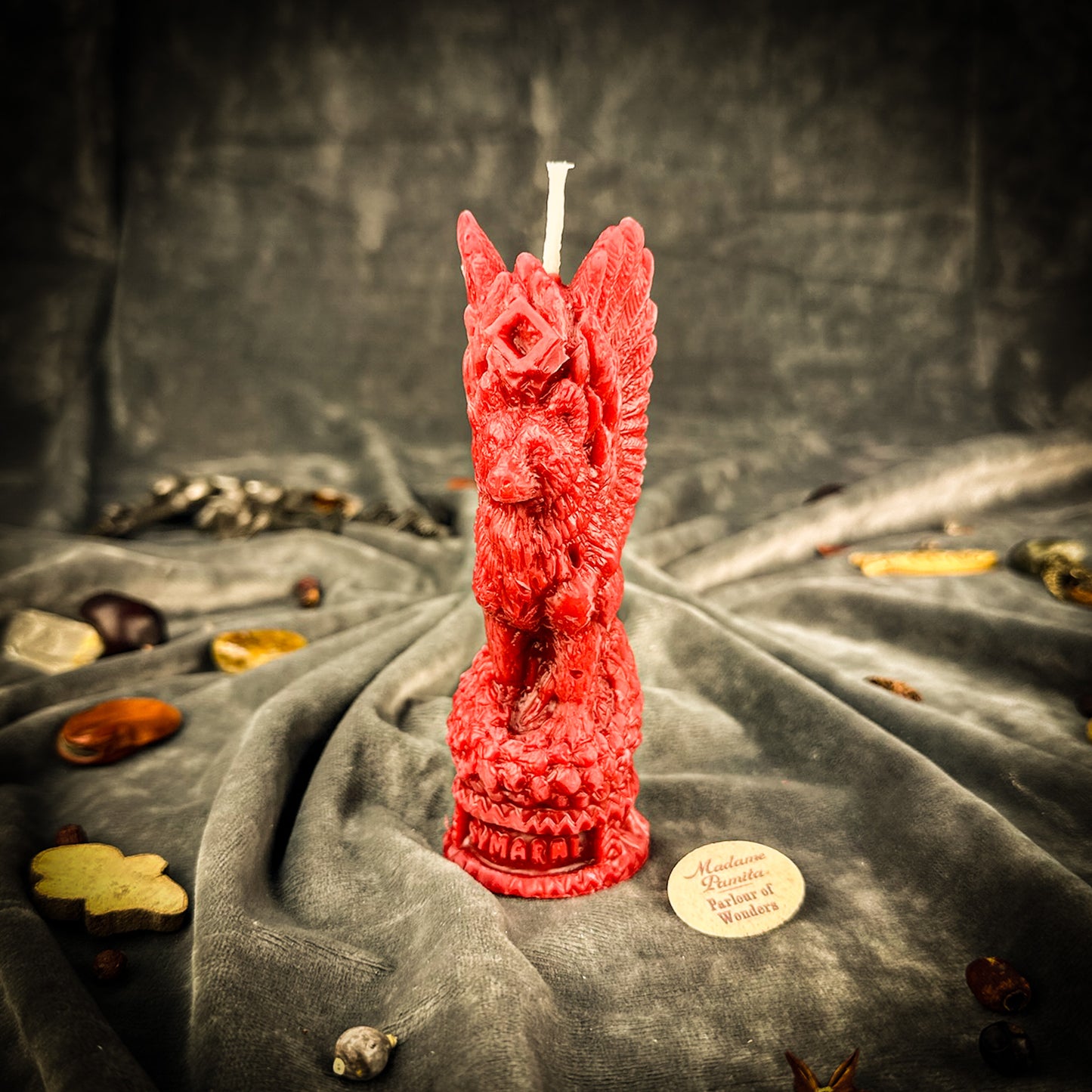 Red Simargl Dog Guardian Candle