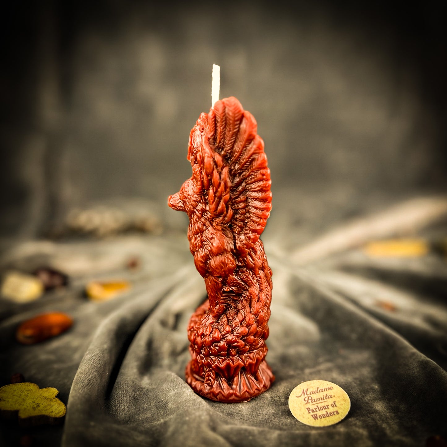 Brown Simargl Slavic Winged Dog Guardian Candle
