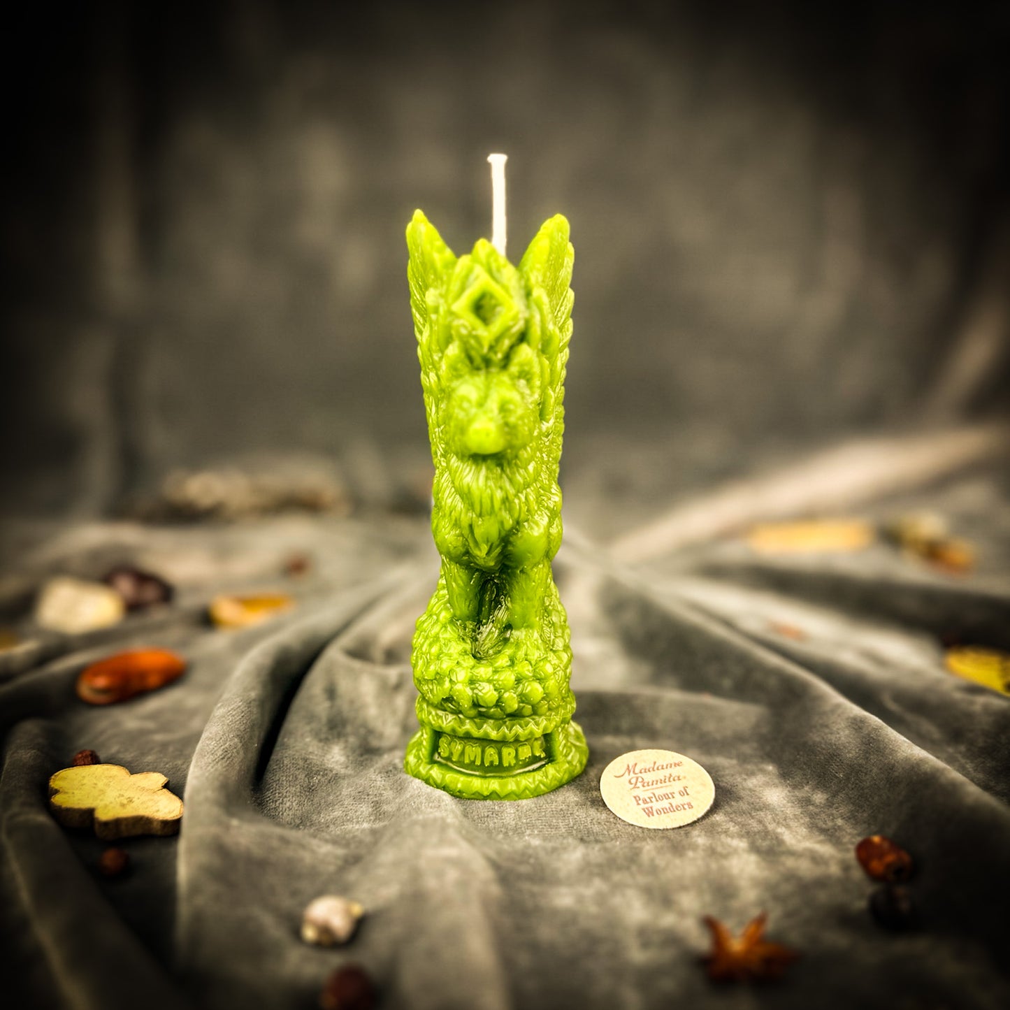 Green Simargl Slavic Winged Dog Guardian Spell Candle