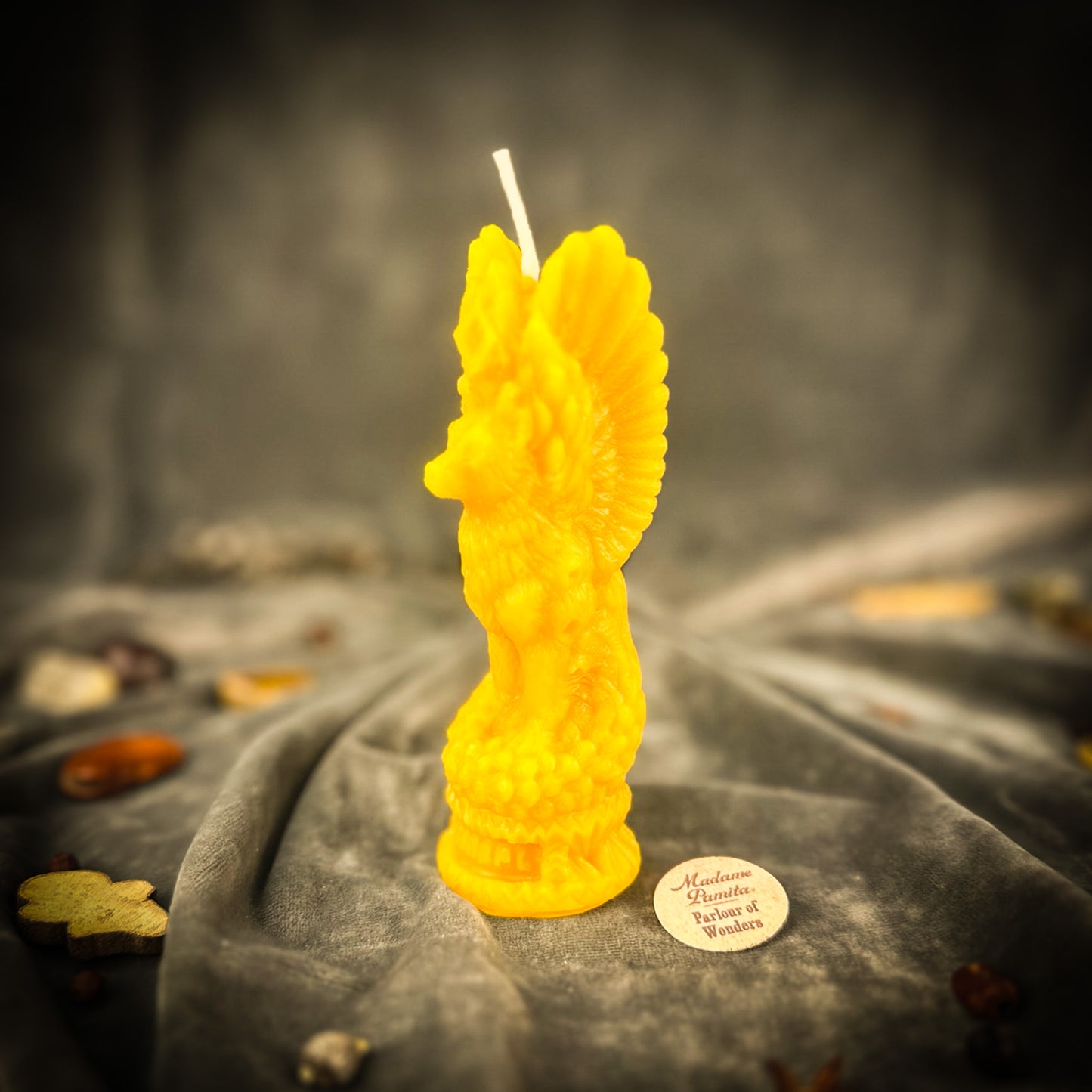 Yellow Simargl Slavic Winged Dog Guardian Spell Candle