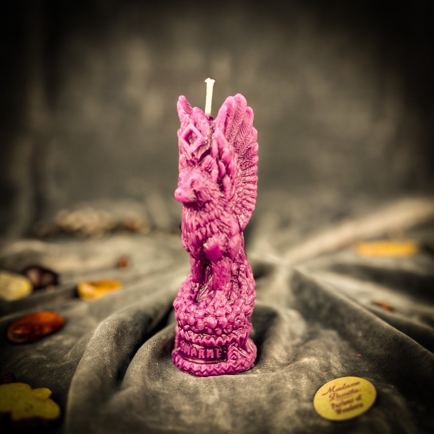 Purple Simargl Slavic Winged Dog Guardian Spell Candle