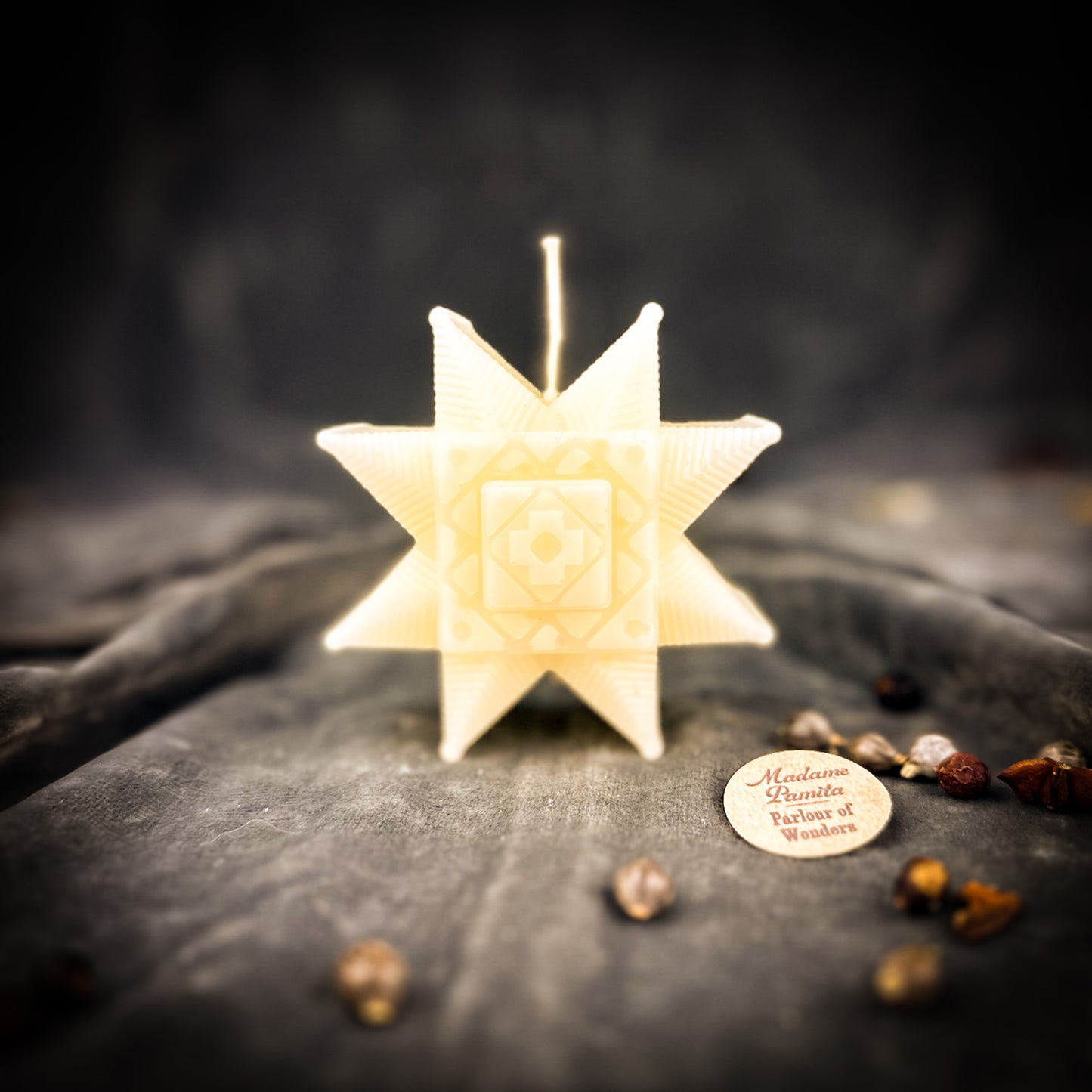 White Slavic Sunburst Spell Candle