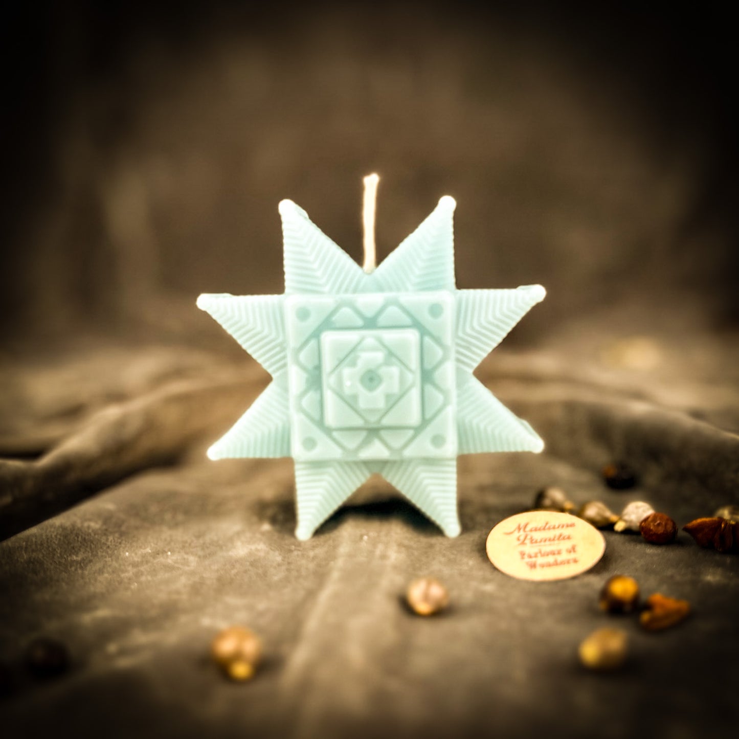 Blue Slavic Ruzha Sunburst Spell Candle