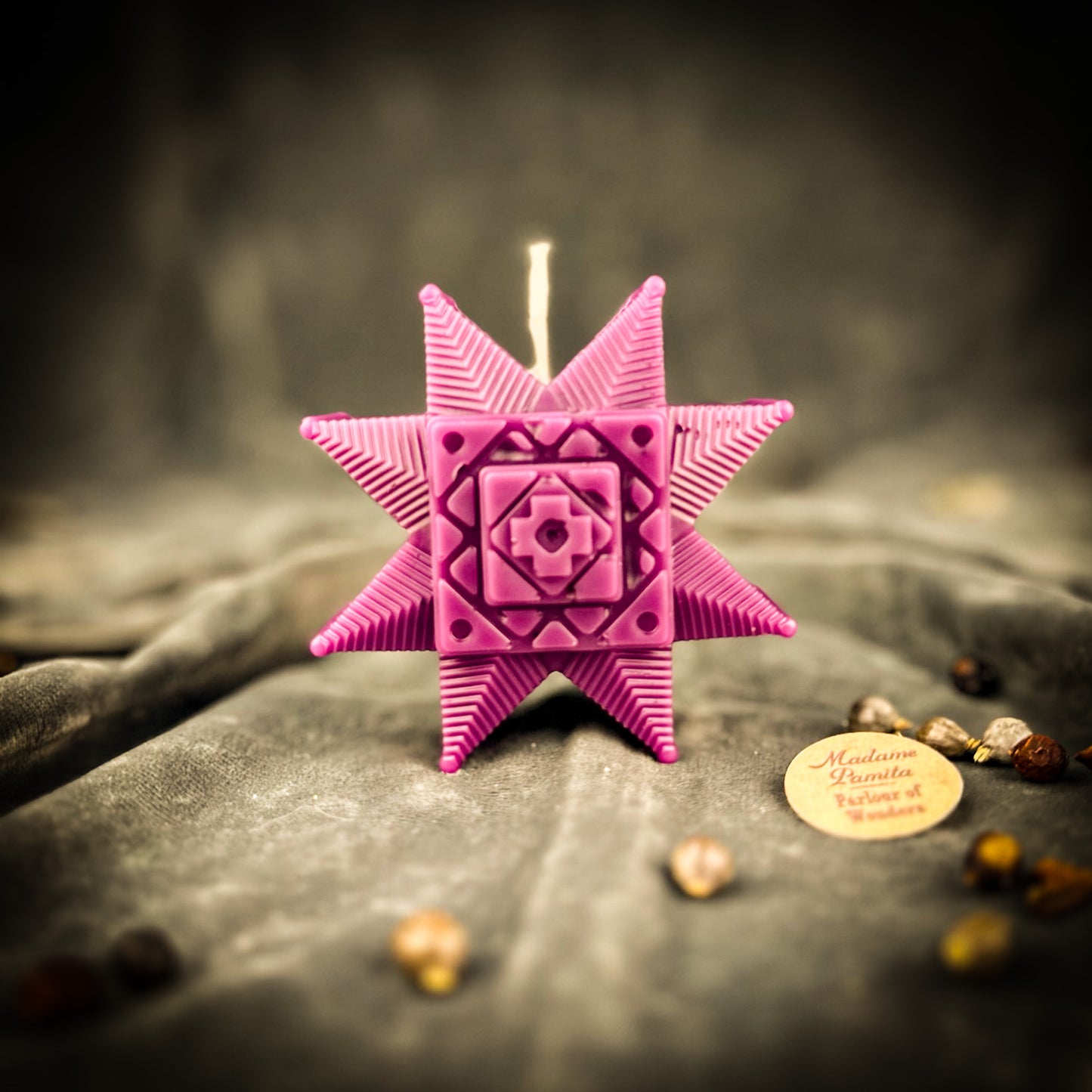 Beeswax Slavic Ruzha Sunburst Spell Candle Purple 