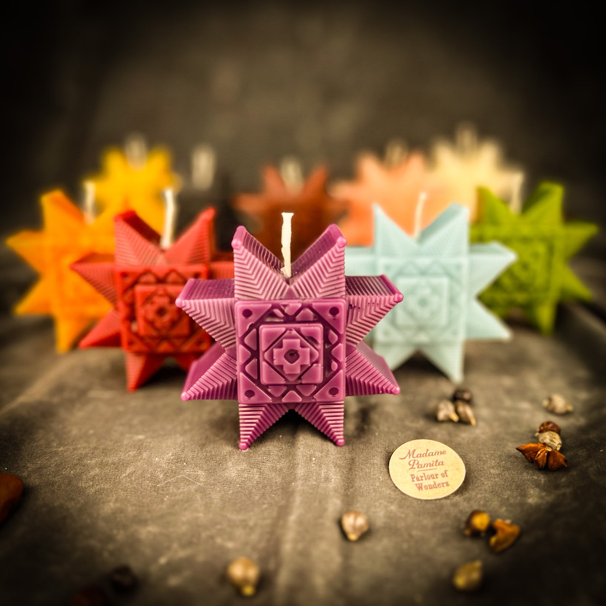 Beeswax Slavic Ruzha Sunburst Spell Candle