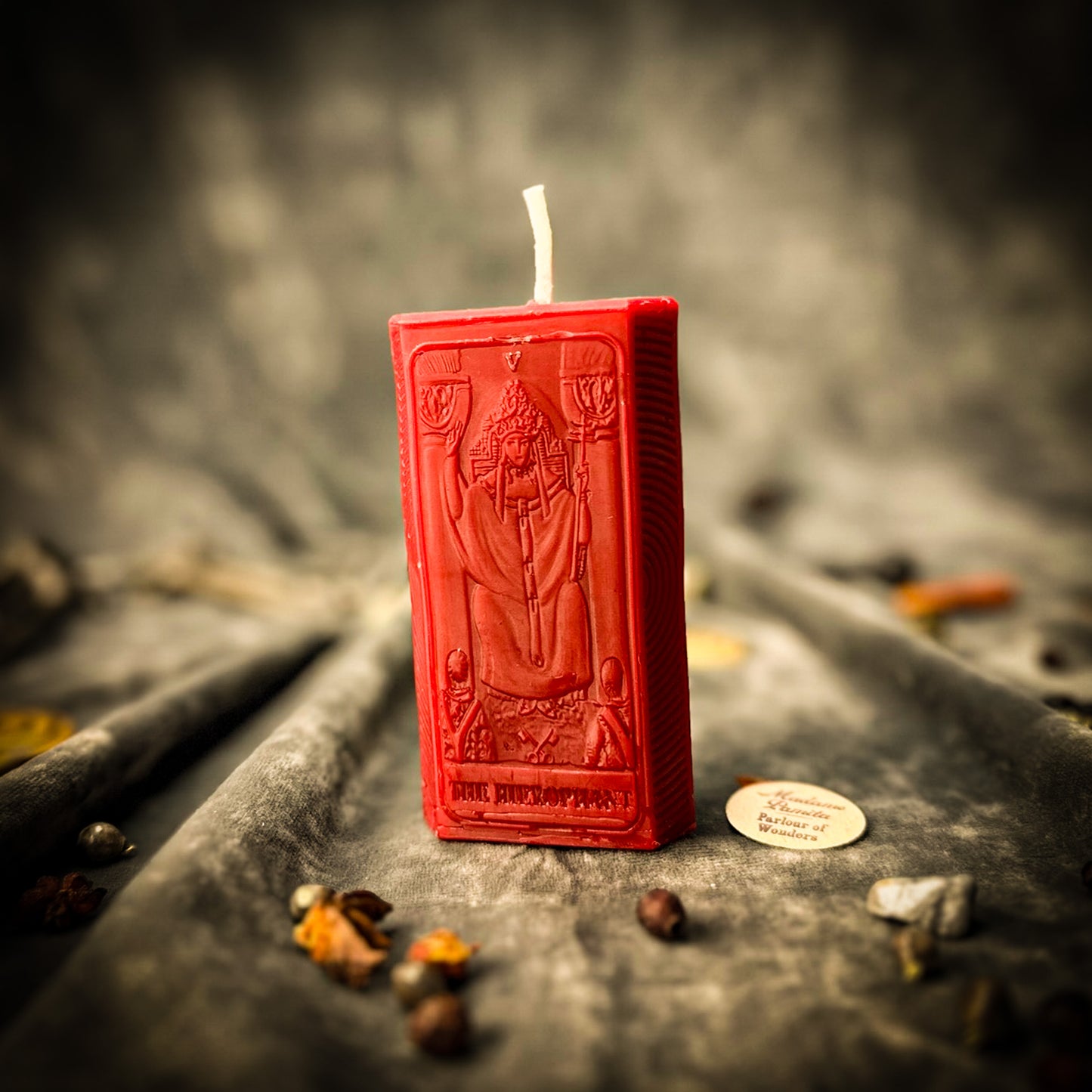 Red Heirophant Tarot Candle 