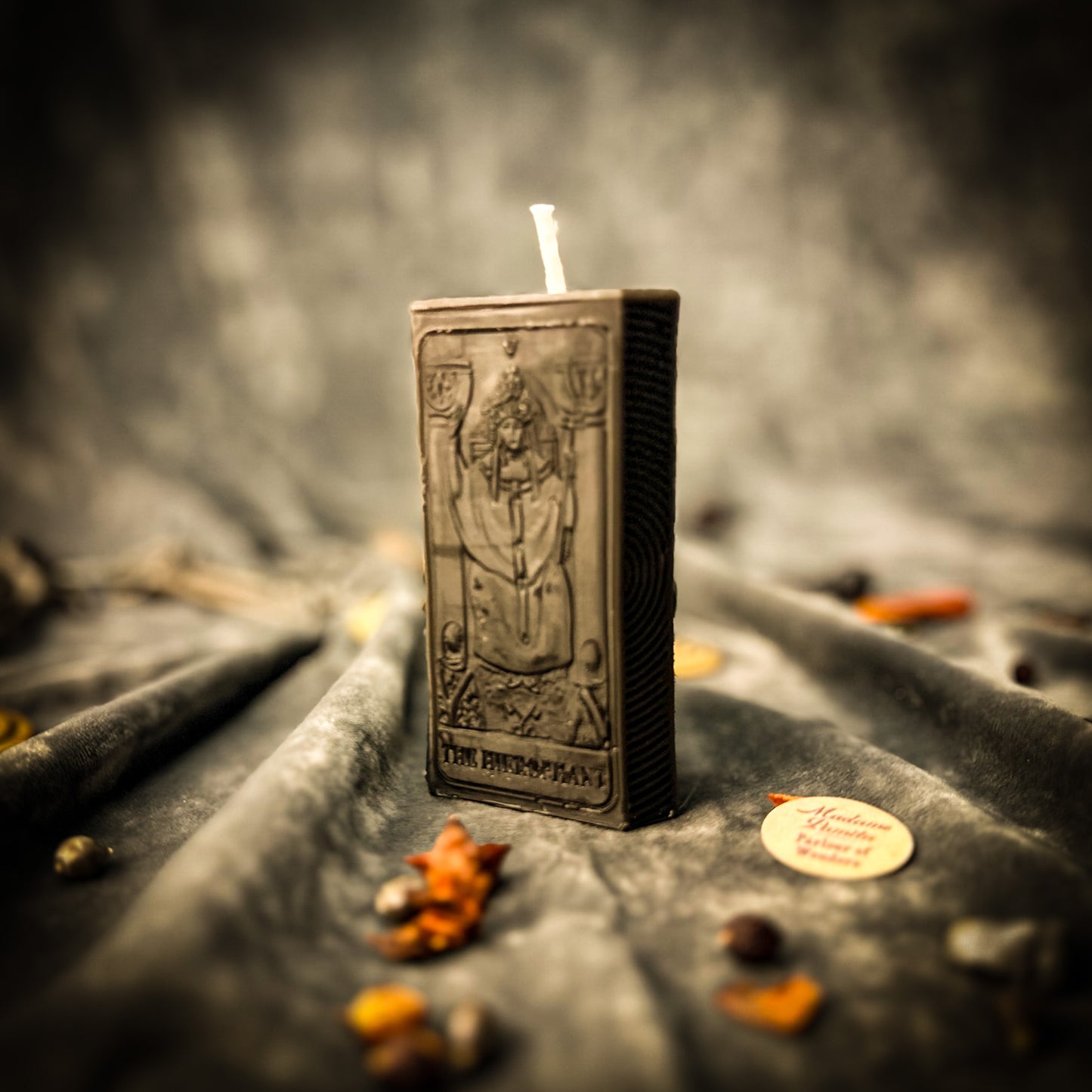 Black The Hierophant Tarot Card Candle