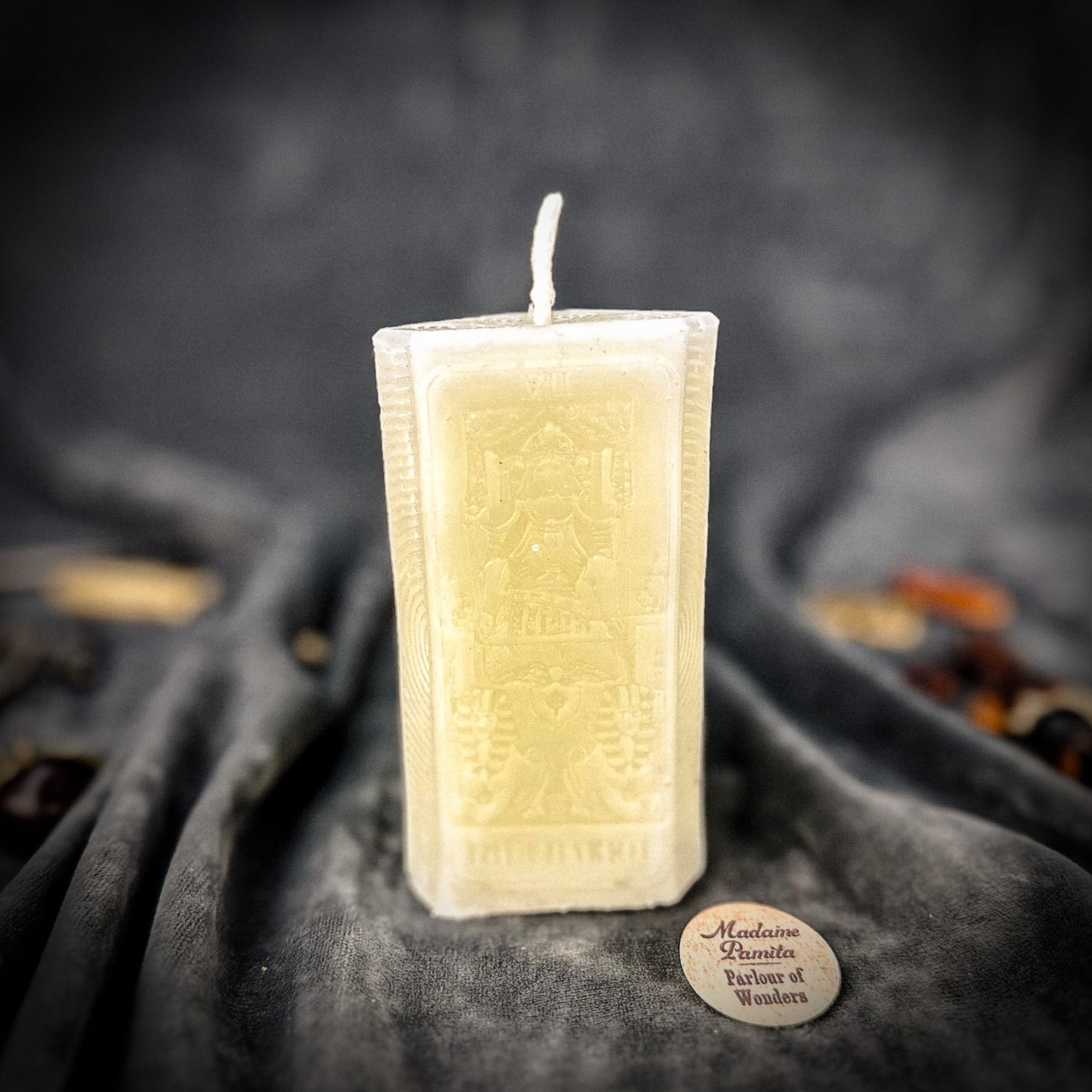 White Beeswax The Chariot Tarot Card Spell Candle