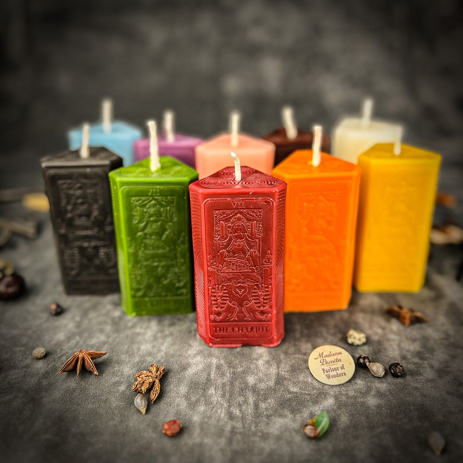 Beeswax The Chariot Tarot Card Spell Candle