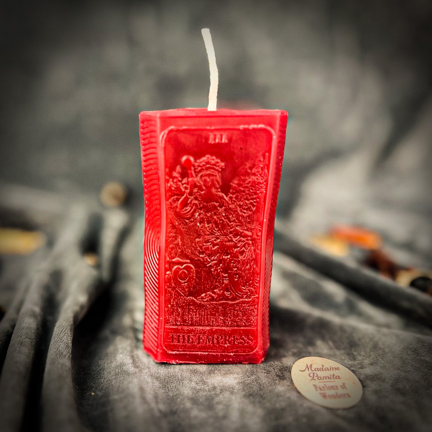 Red The Empress Tarot Card Candle