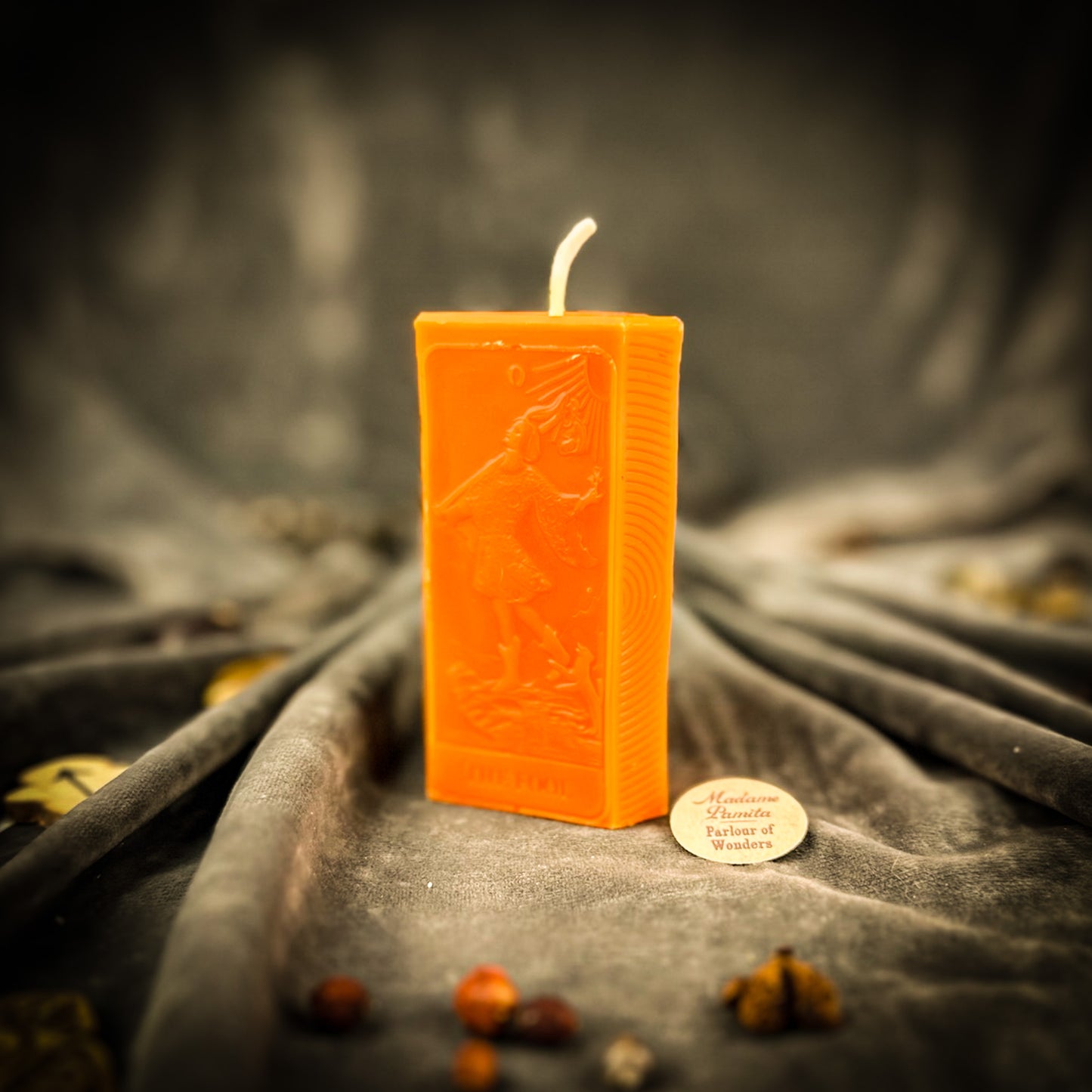 Orange Fool Card Candle 
