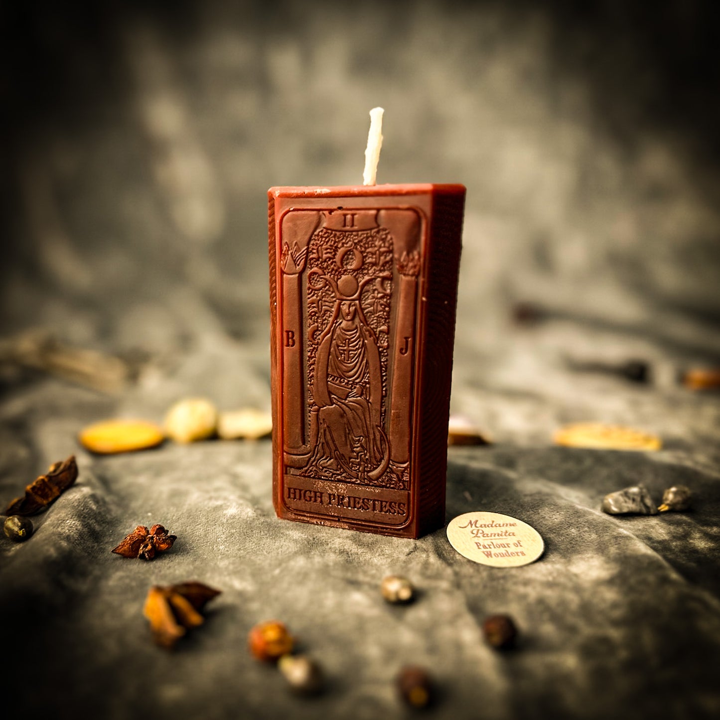 Brown The High Priestess Tarot Spell Candle