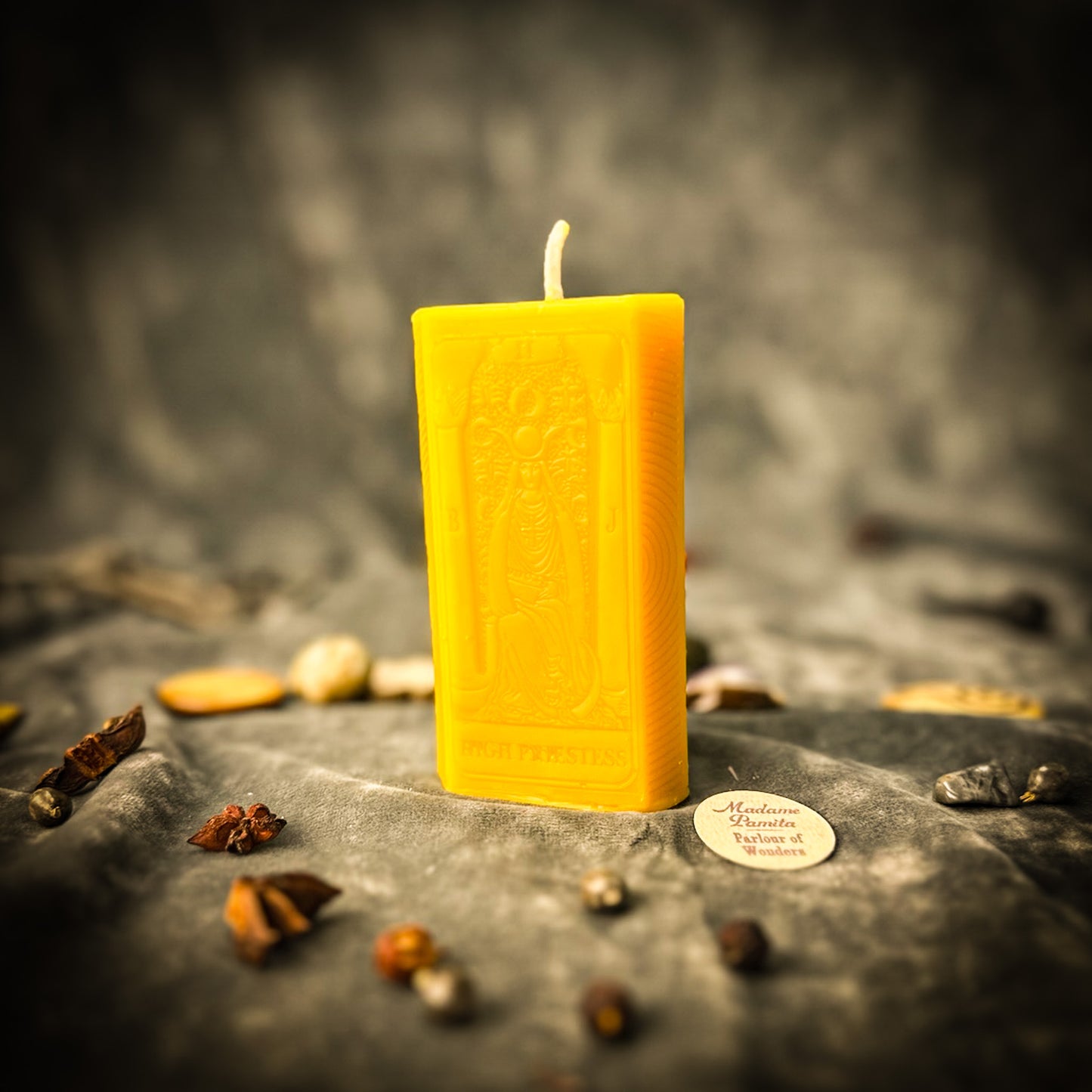 Yellow High Priestess Tarot Candle