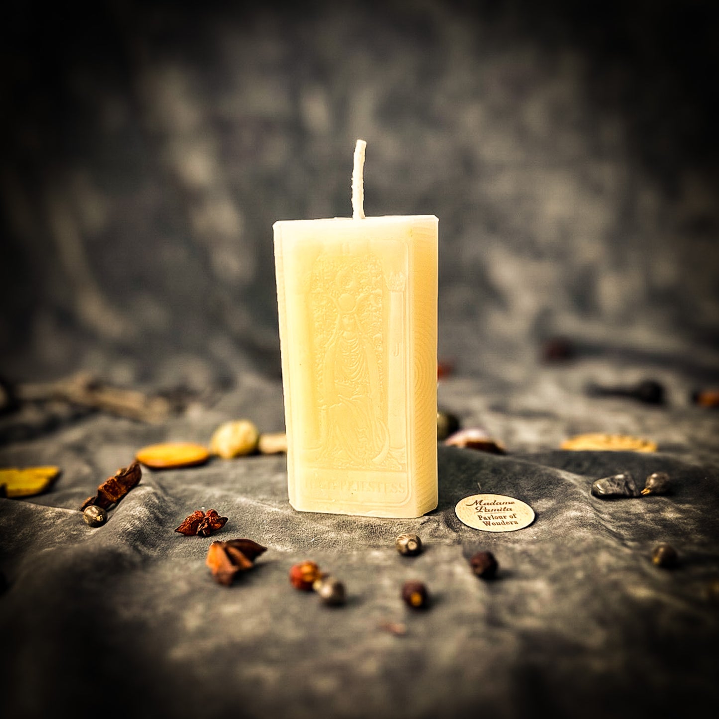 White High Priestess Tarot Candle