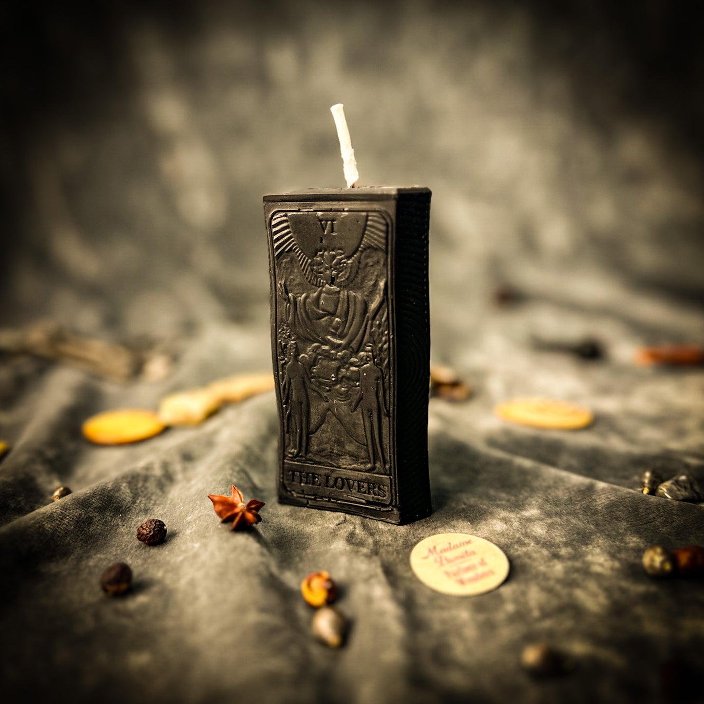 Beeswax The Lovers Tarot Card Spell Candle Black
