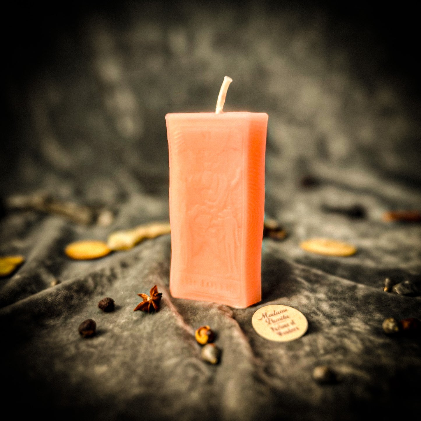 Beeswax The Lovers Tarot Card Spell Candle Pink
