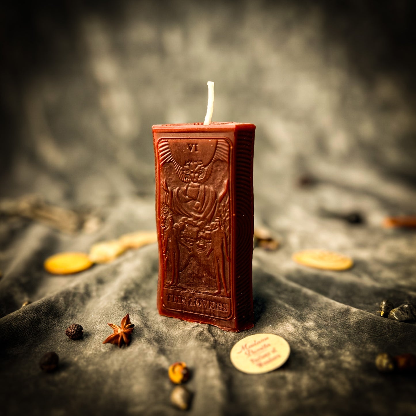 Brown Beeswax The Lovers Card Candle