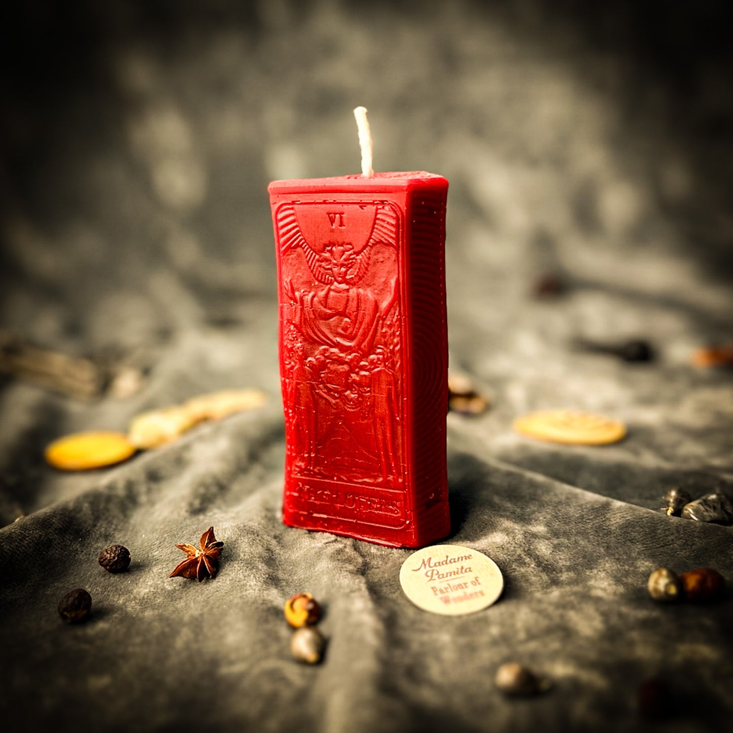 Red The Lovers Tarot Card Candle