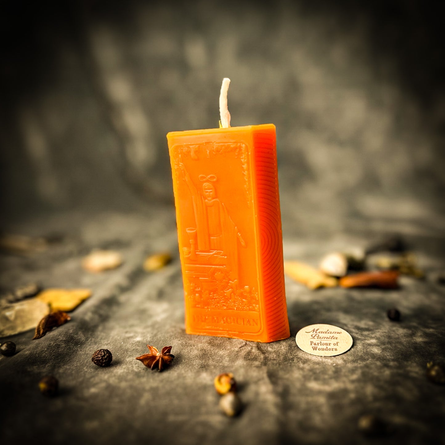 Orange The Magician Tarot Card Candle