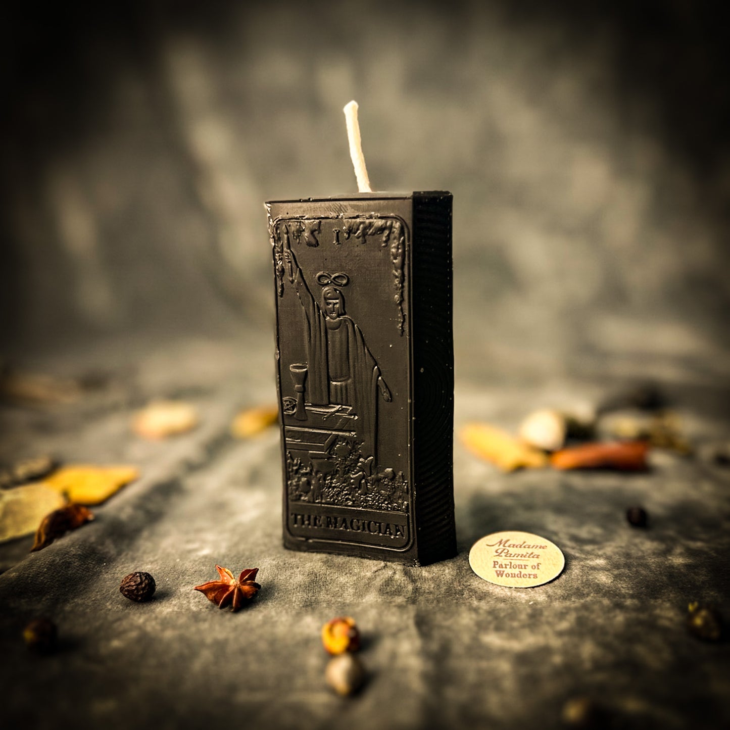 Black The Magician Tarot Card Candle