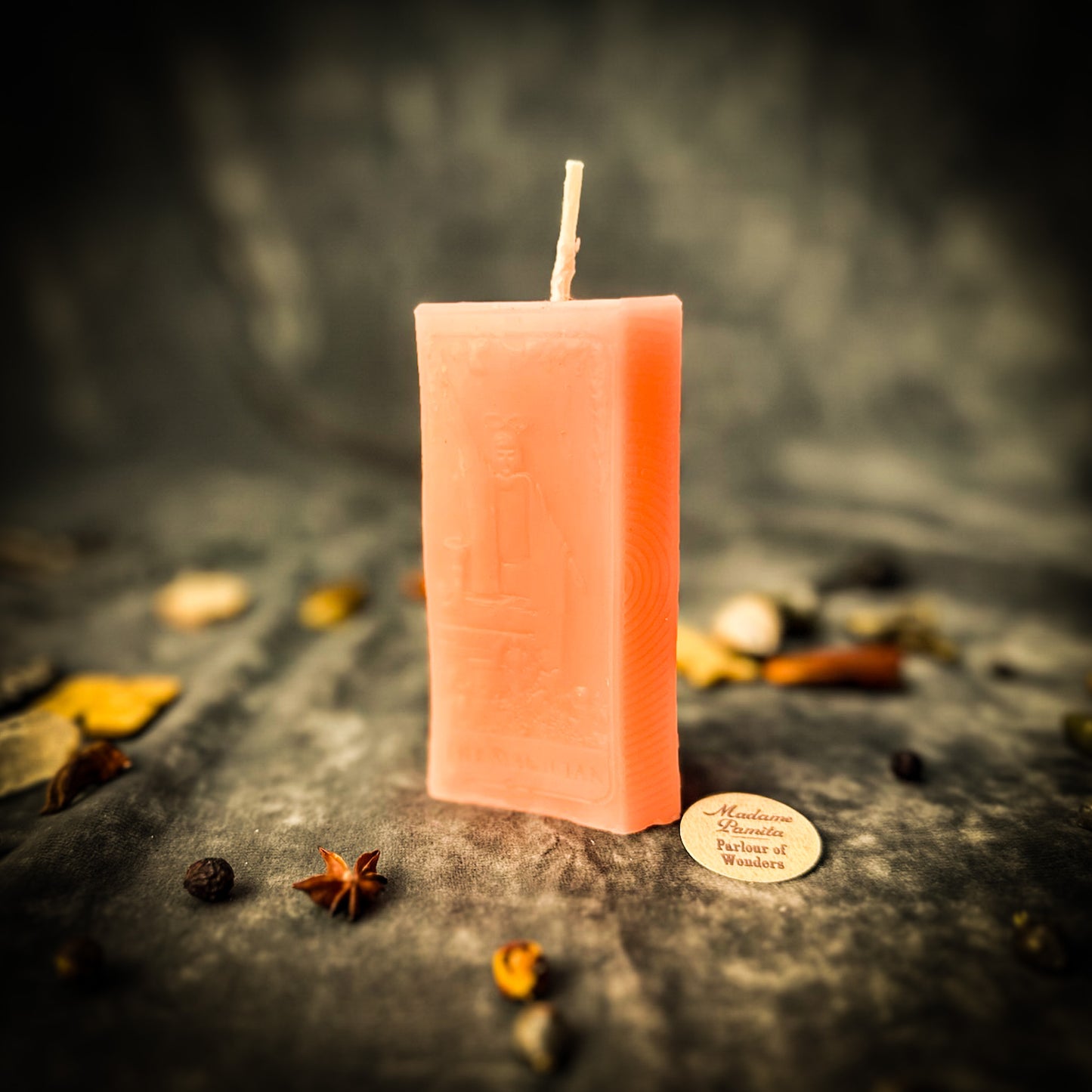 Pink The Magician Tarot Card Candle