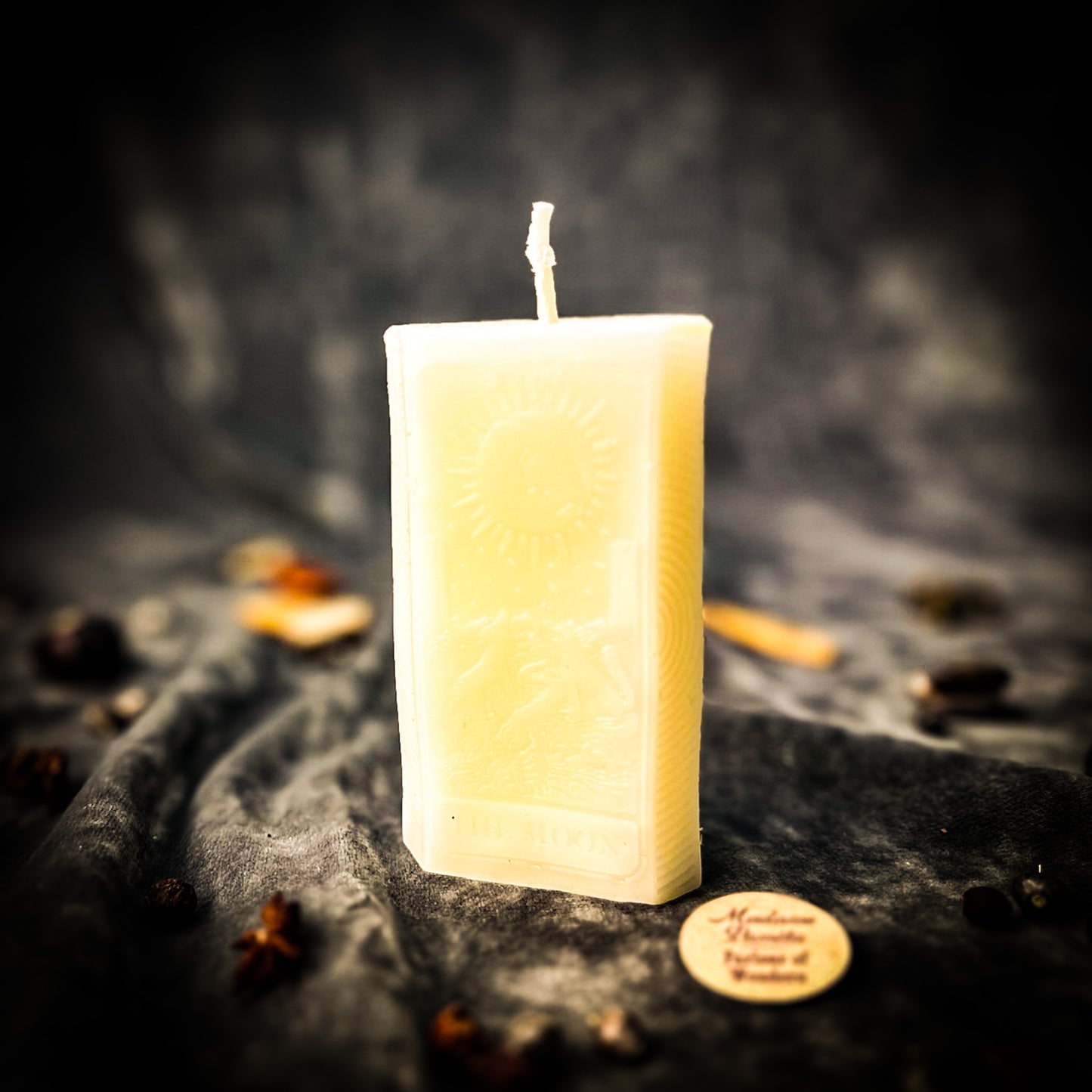 White The Moon Tarot Card Spell Candle