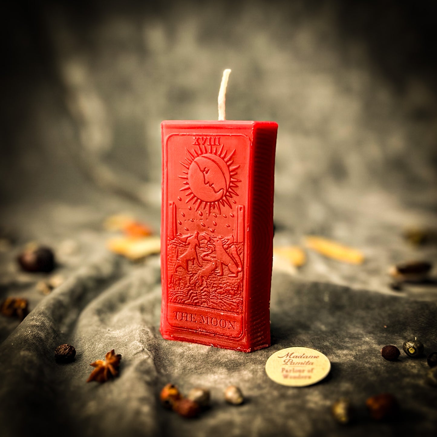 Beeswax The Moon Tarot Card Spell Candle Red
