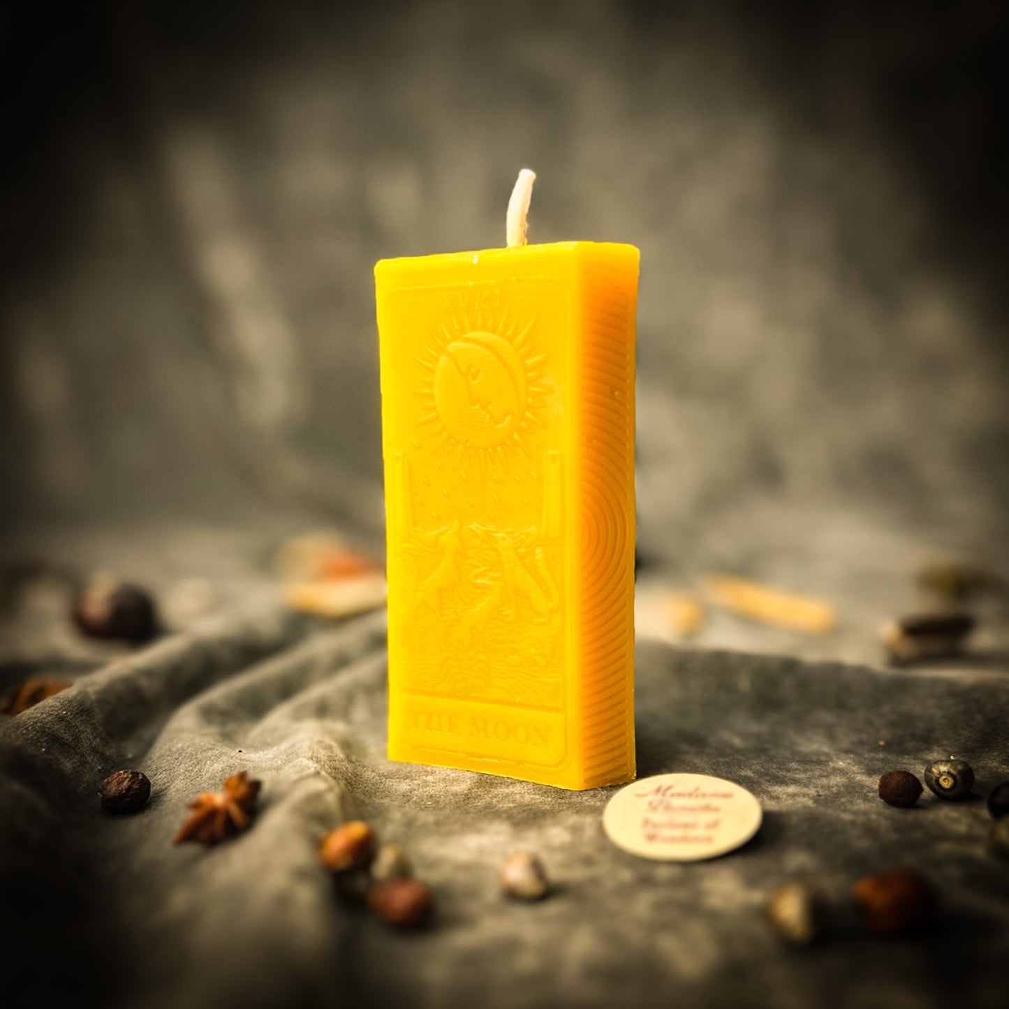 Yellow The Moon Tarot Card Candle