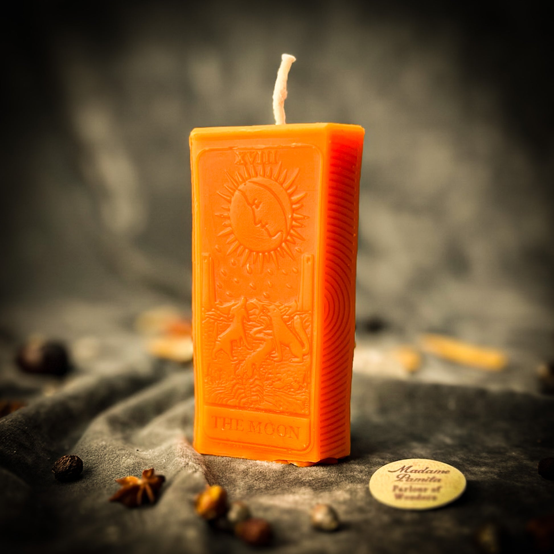 Orange The Moon Tarot Candle