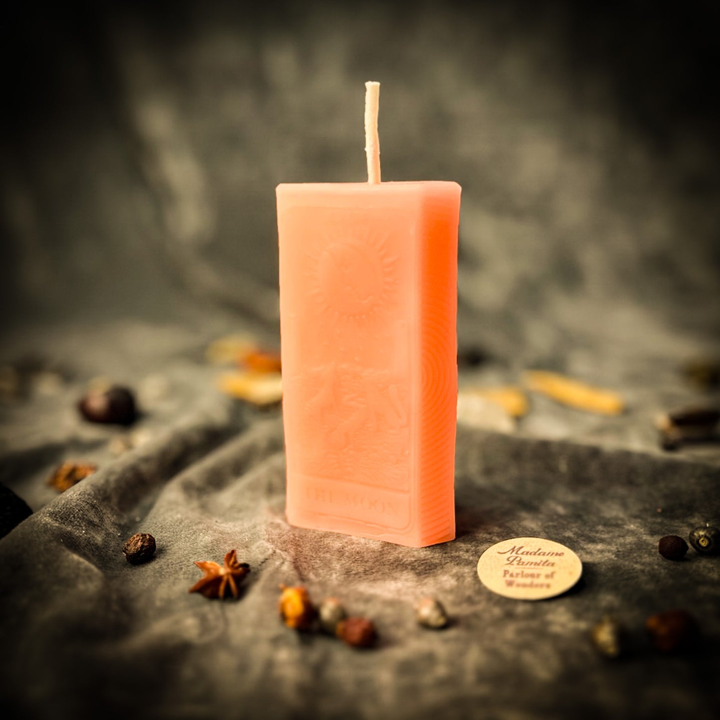 Pink Moon Tarot Card Spell Candle