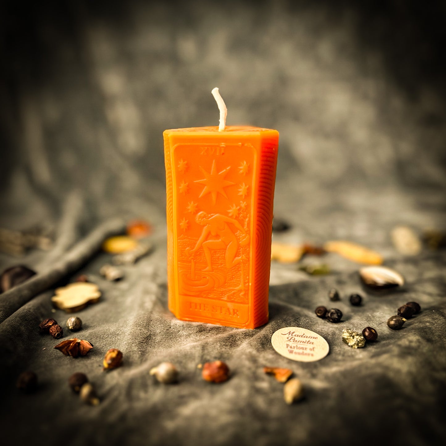 Orange Star Tarot Candle