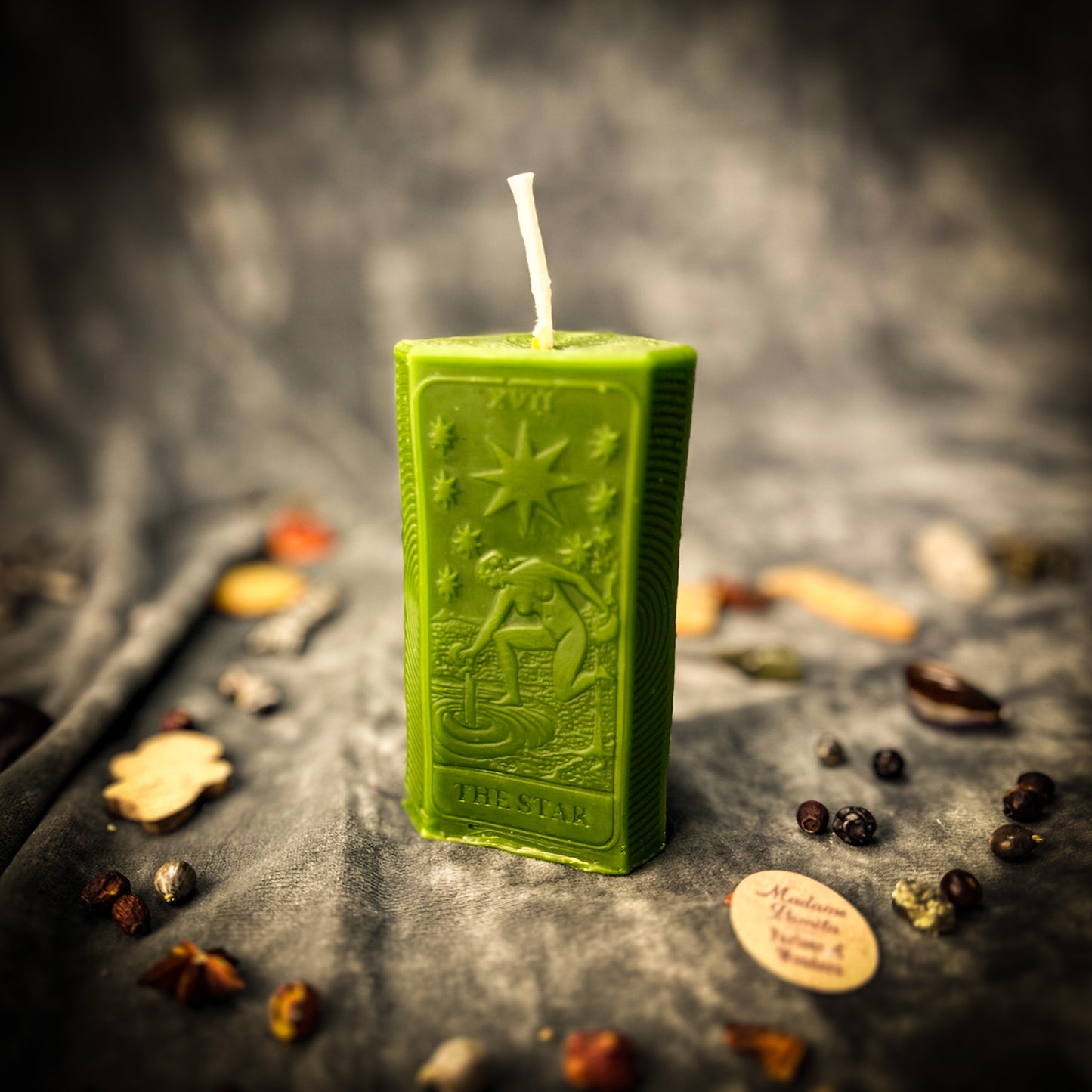 Green The Star Tarot Candle