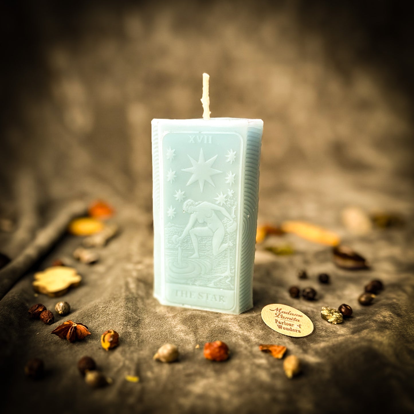 Blue The Star Tarot Candle