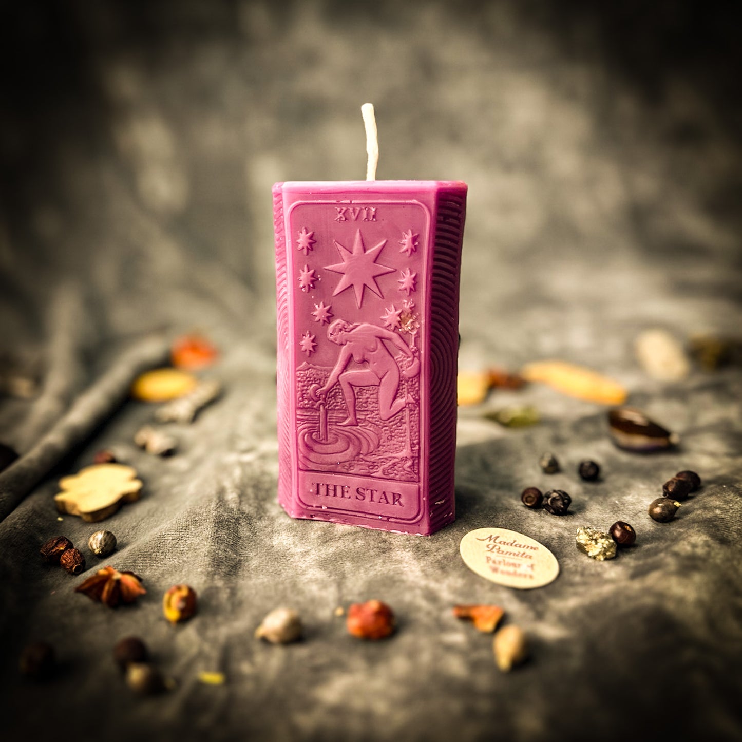 Purple The Star Tarot Card Candle