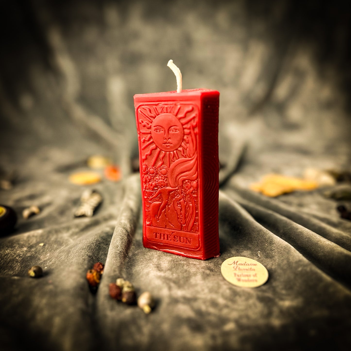 Beeswax The Sun Tarot Card Spell Candle Red