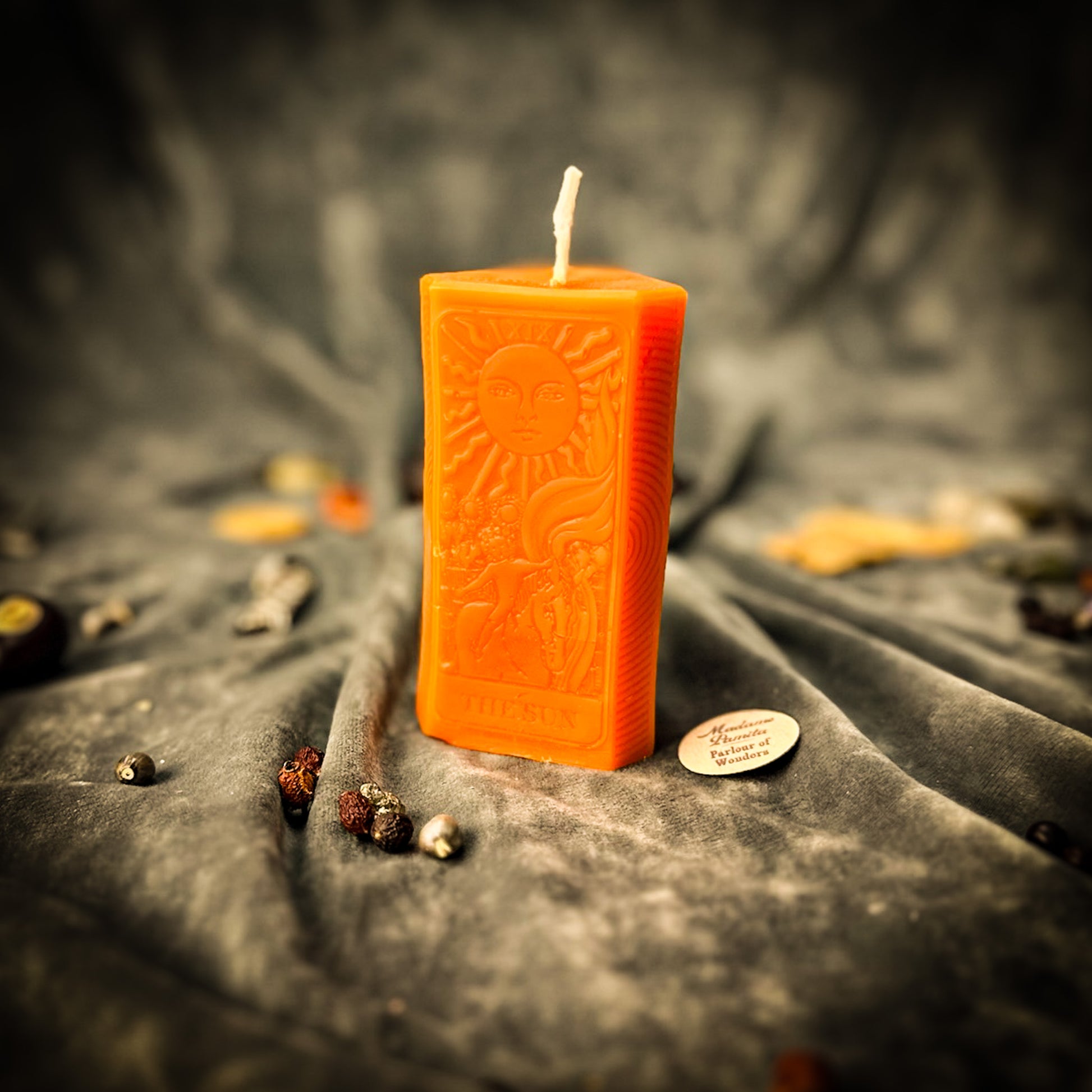 Orange The Sun Tarot Card Spell Candle