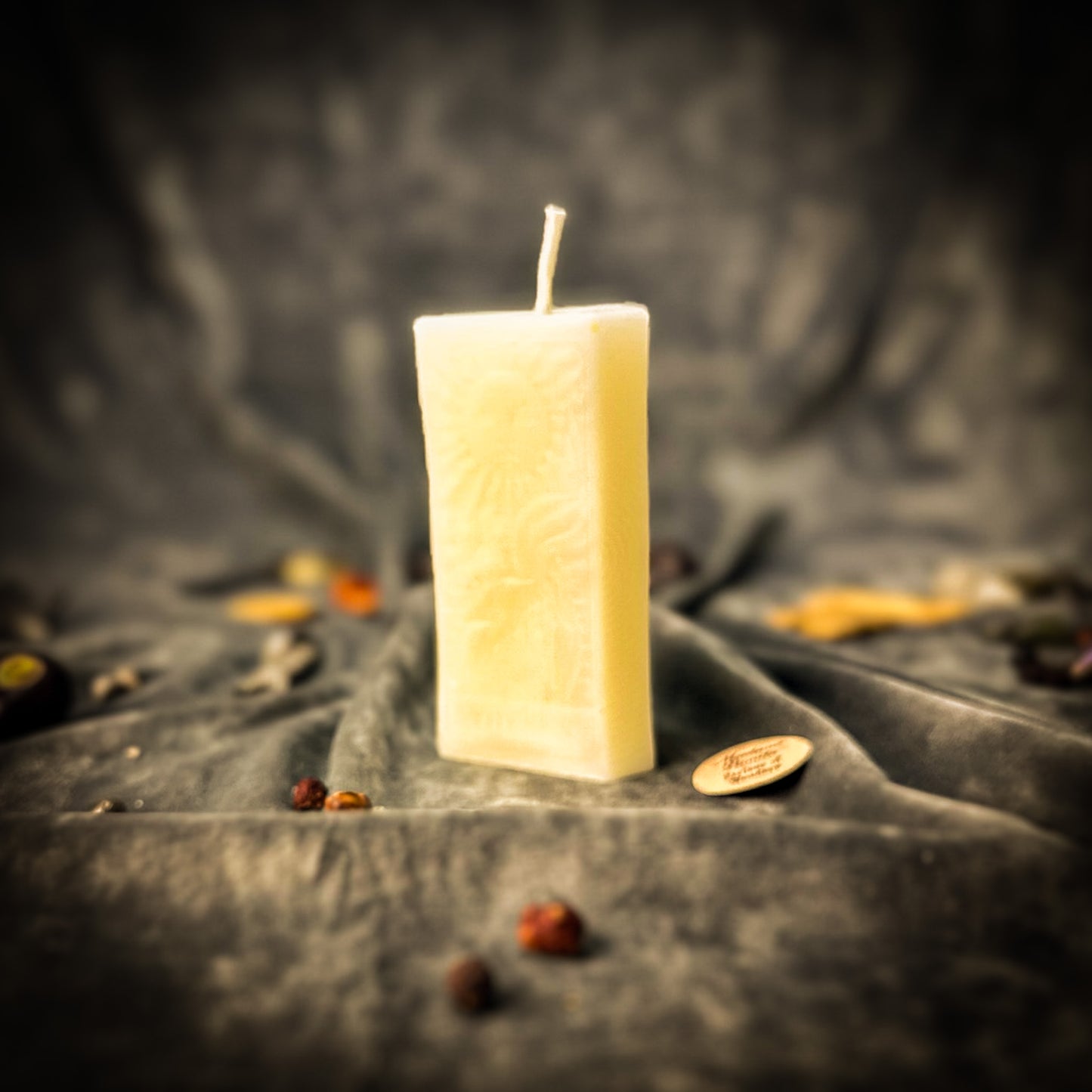 White Sun Tarot Card Candle