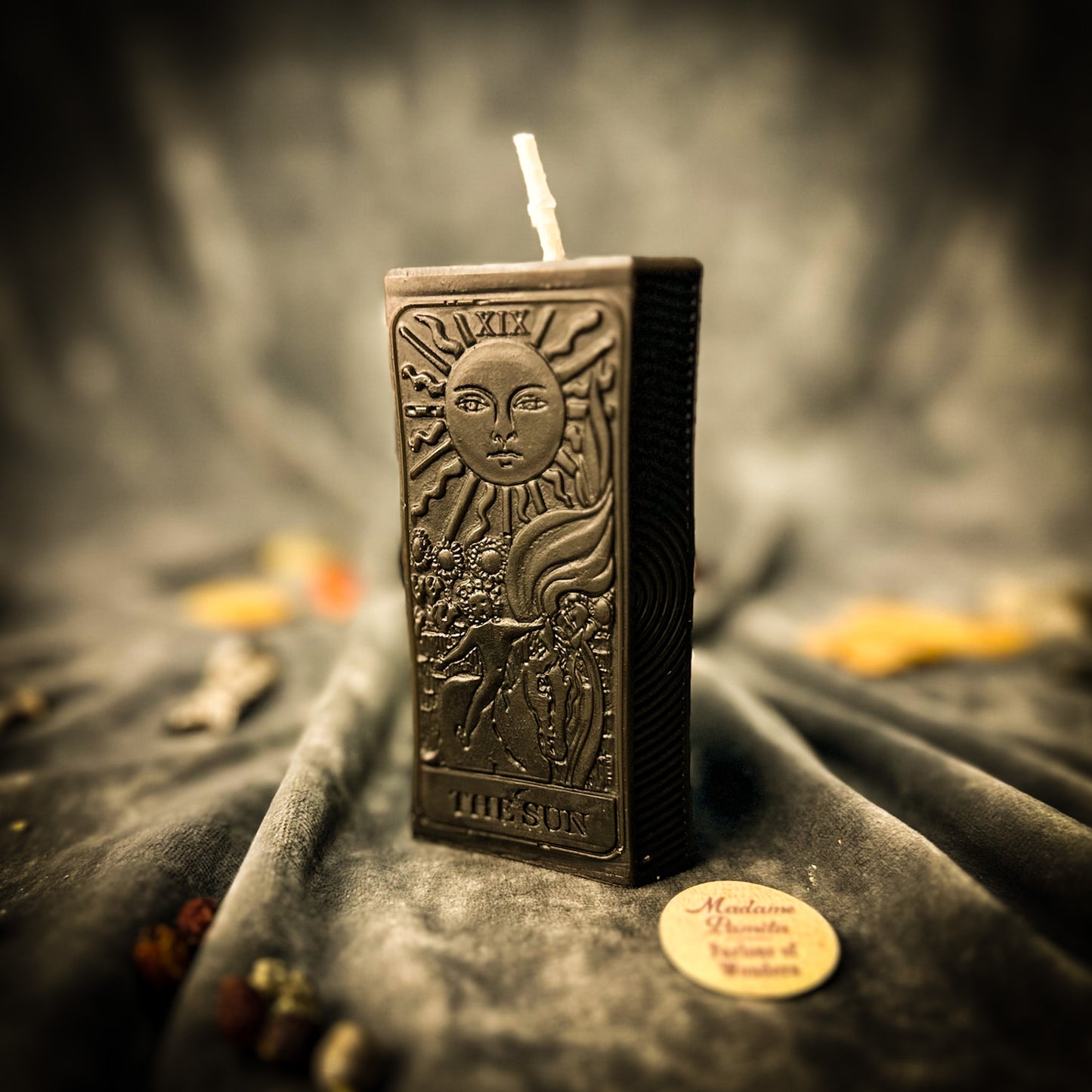 Black Sun Tarot Card Spell Candle