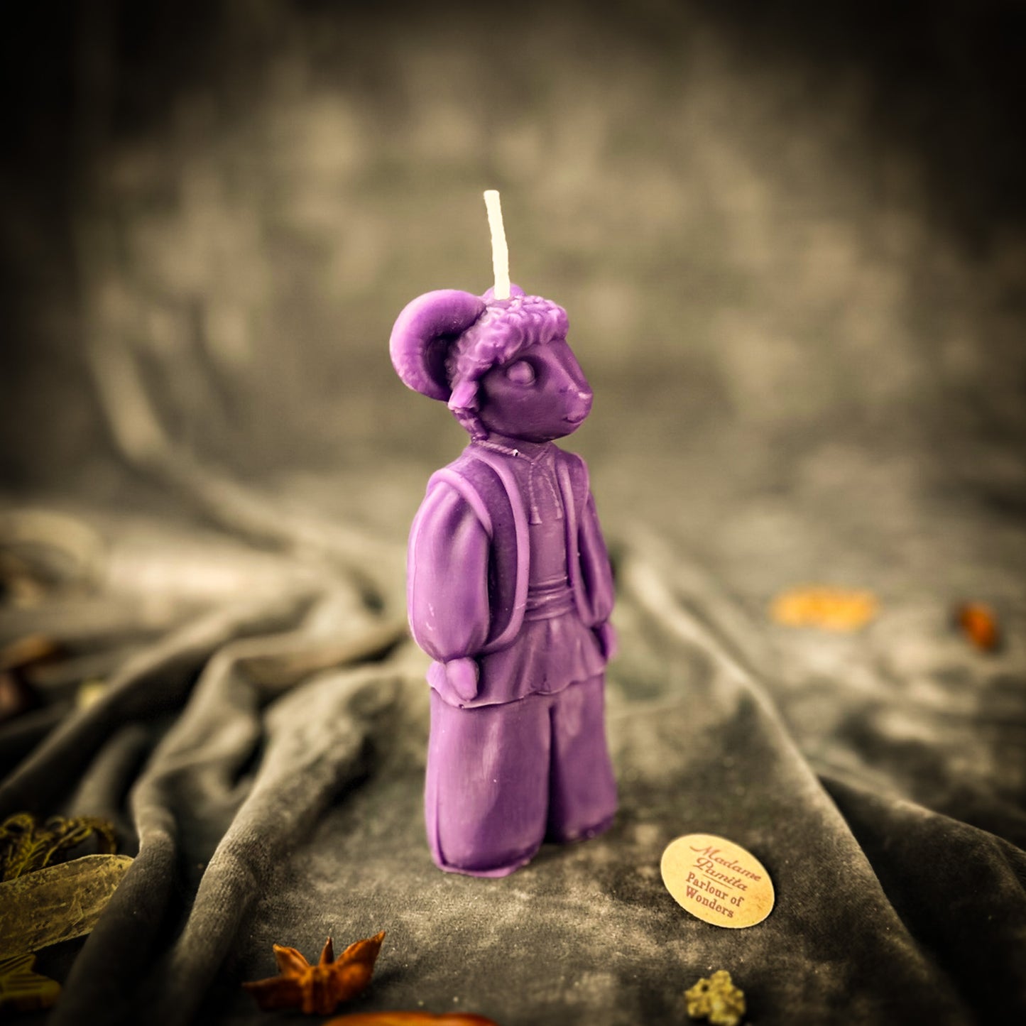 Purple Beeswax Vodinnya Kozy Goat of Blessings Spell Candle