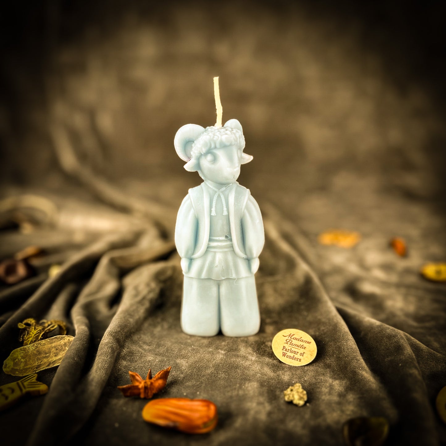 Blue Vodinnya Kozy Goat of Blessings Spell Candle