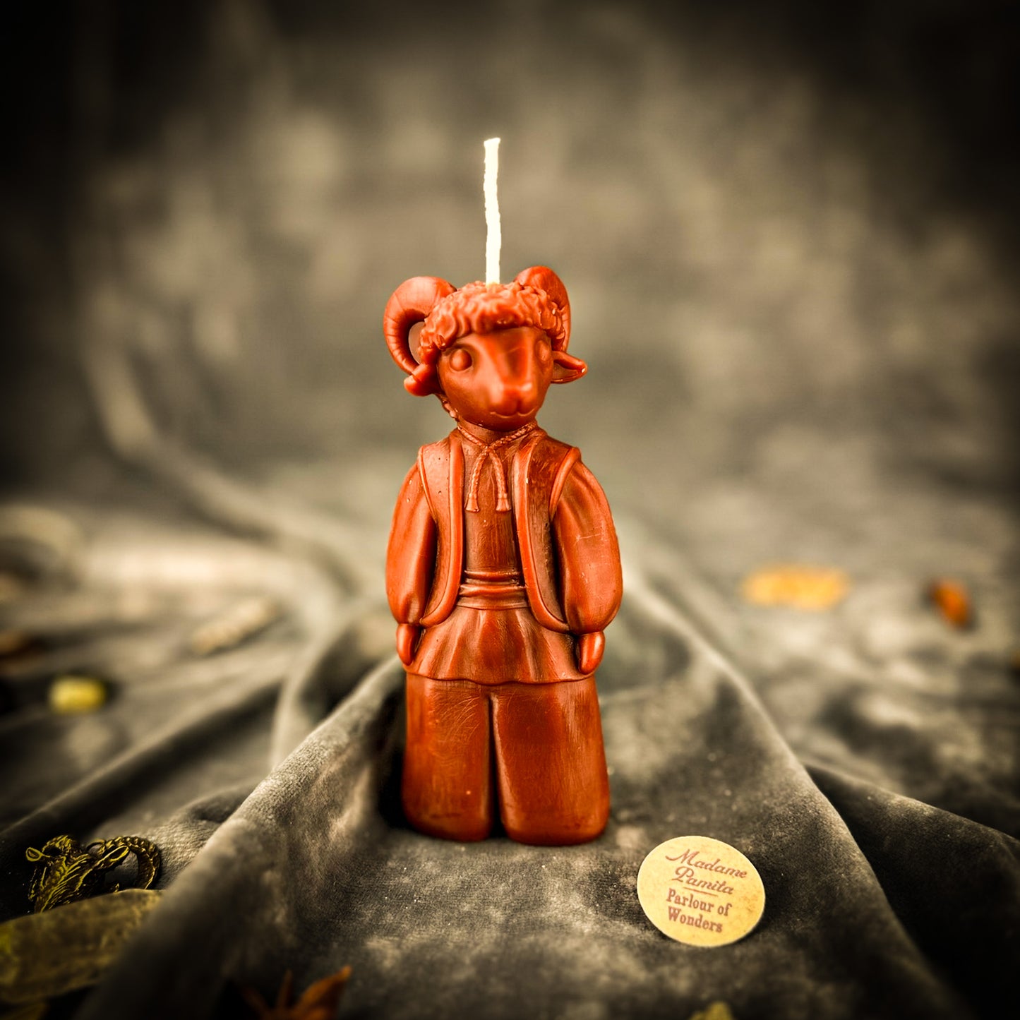 Beeswax Vodinnya Kozy Goat of Blessings Spell Candle Brown