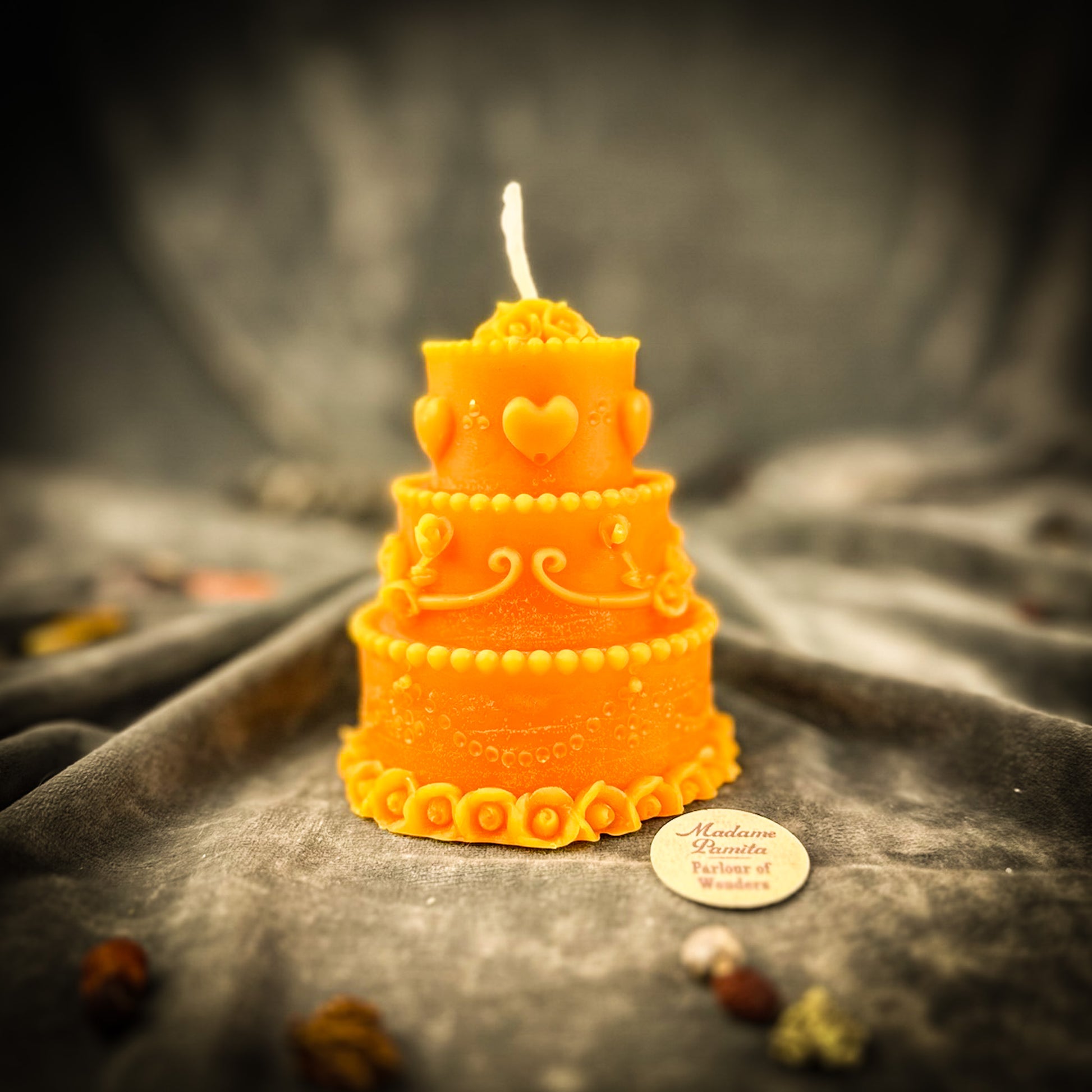 Orange Beeswax Wedding Cake Spell Candle 