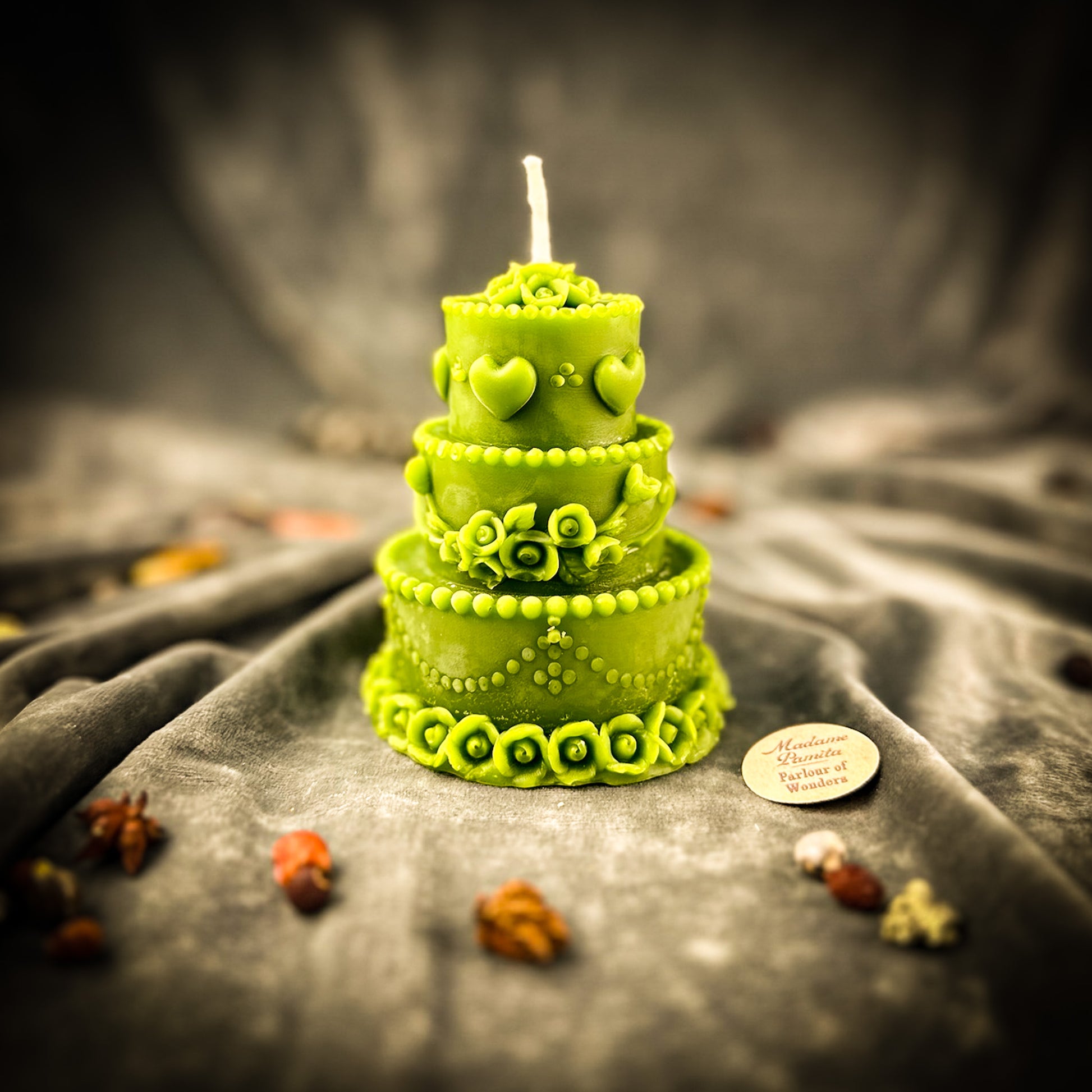Green Beeswax Wedding Cake Spell Candle 