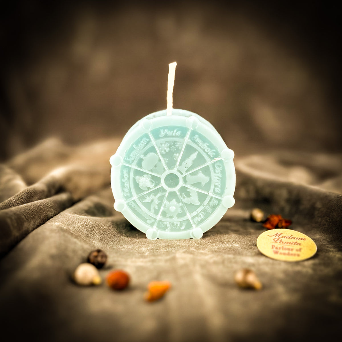 Blue Wheel of the Year Spell Candle