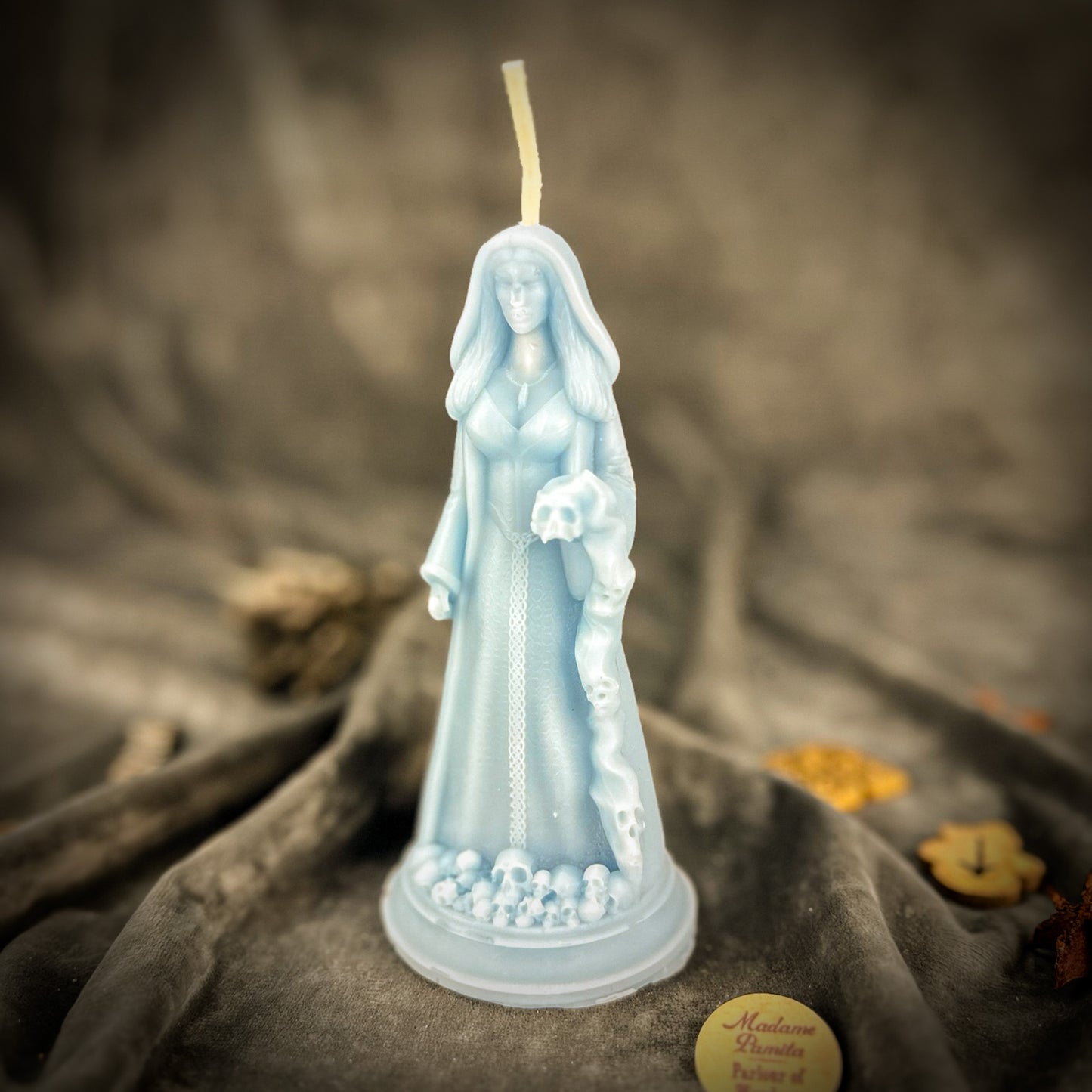 Beeswax Winter Goddess Mara Spell Candle Blue
