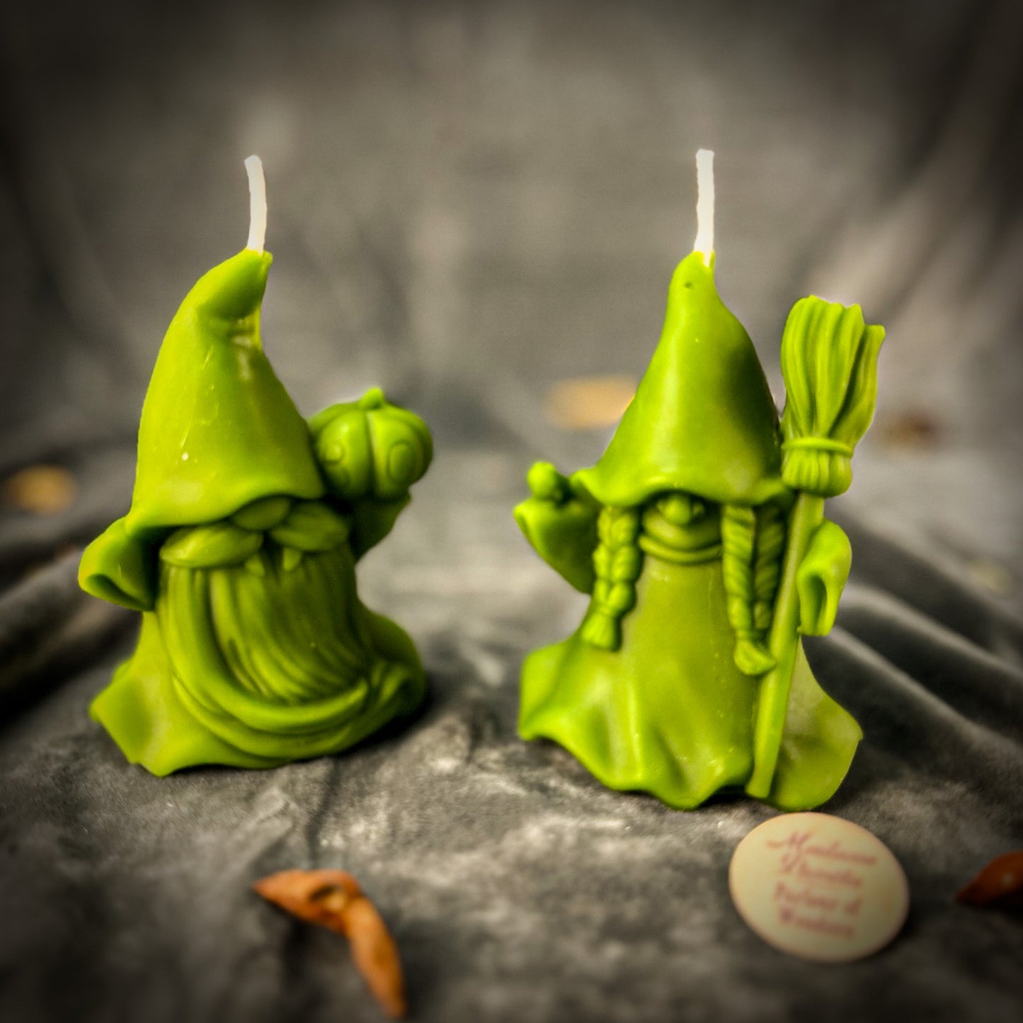 Green Witch and Wizard Gnomes Spell Candle Set