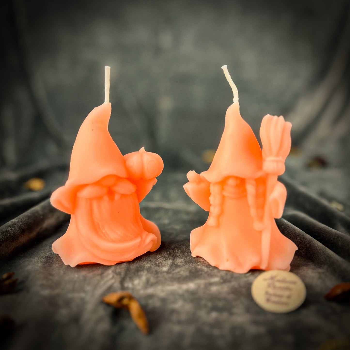 Pink Witch and Wizard Gnomes Candle Set