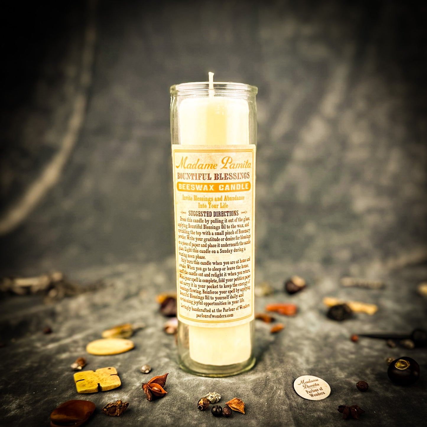 Bountiful Blessings Beeswax Vigil Candle by Madame Pamita - Attract Abundance & Gratitude