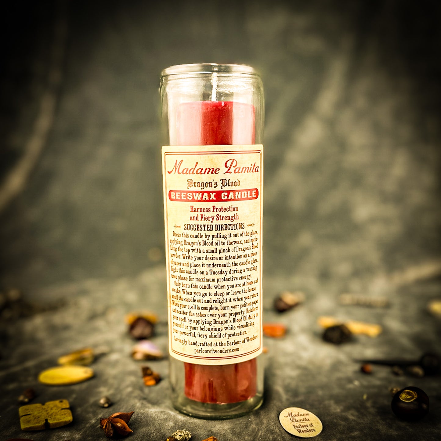 Dragon's Blood Beeswax Vigil Candle by Madame Pamita - Fiery Protection