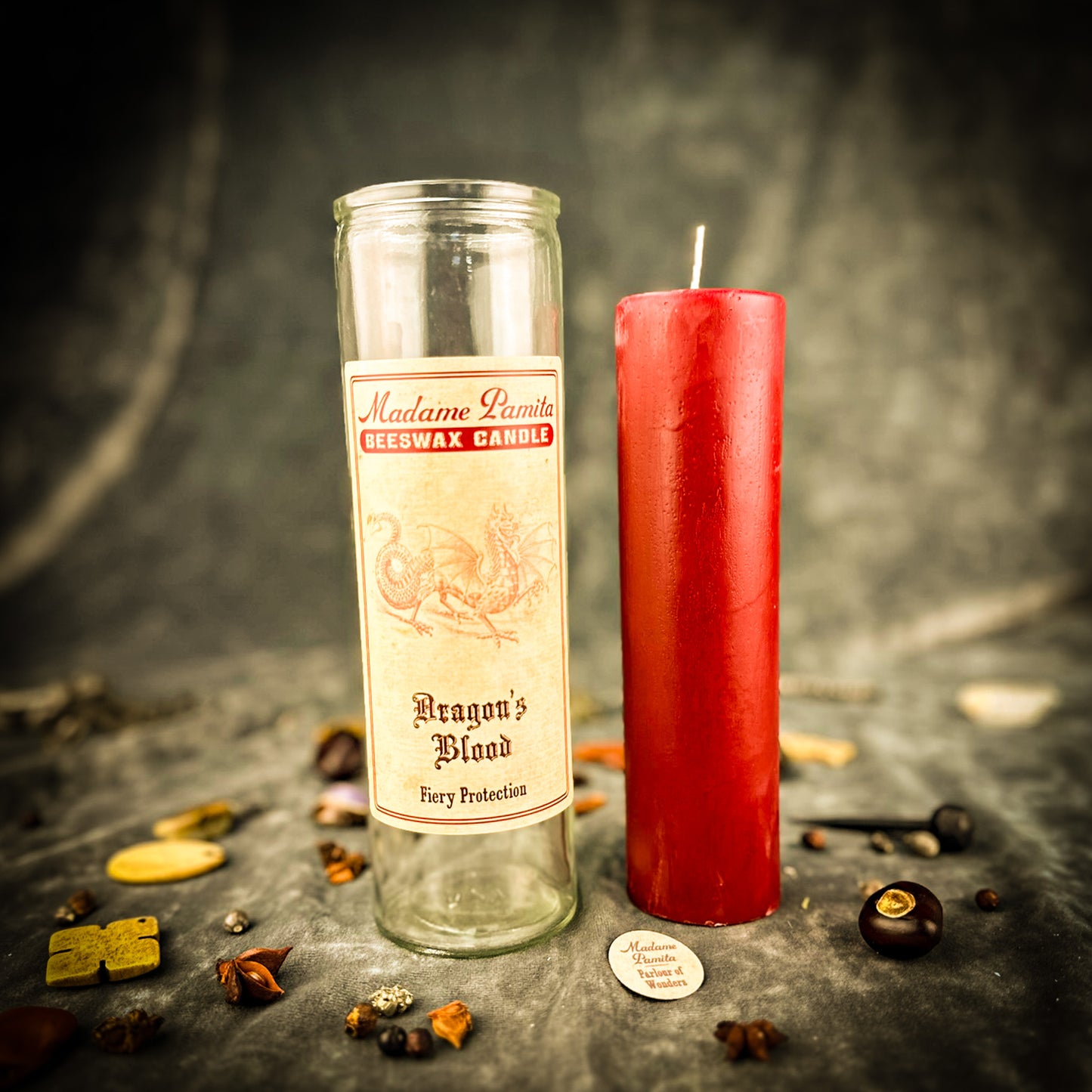 Dragon's Blood Beeswax Vigil Candle by Madame Pamita - Fiery Protection